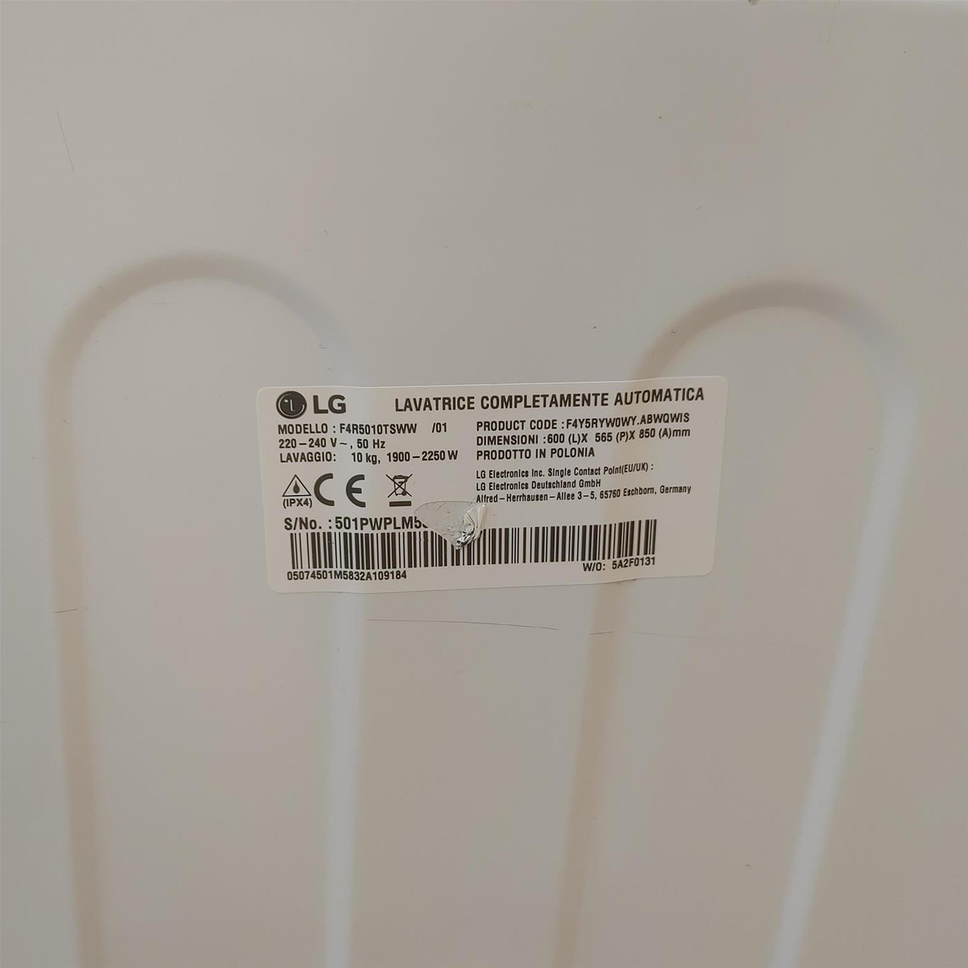 Lavatrice intelligente LG F4R5010TSWW 10 Kg AI DD