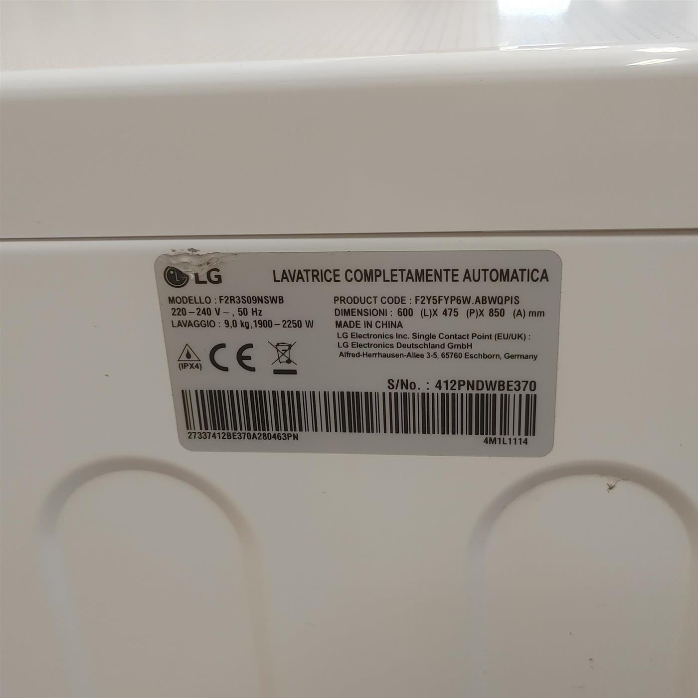 Lavatrice LG F2R3S09NSWB 9 Kg AI DD Vapore, AI Wash