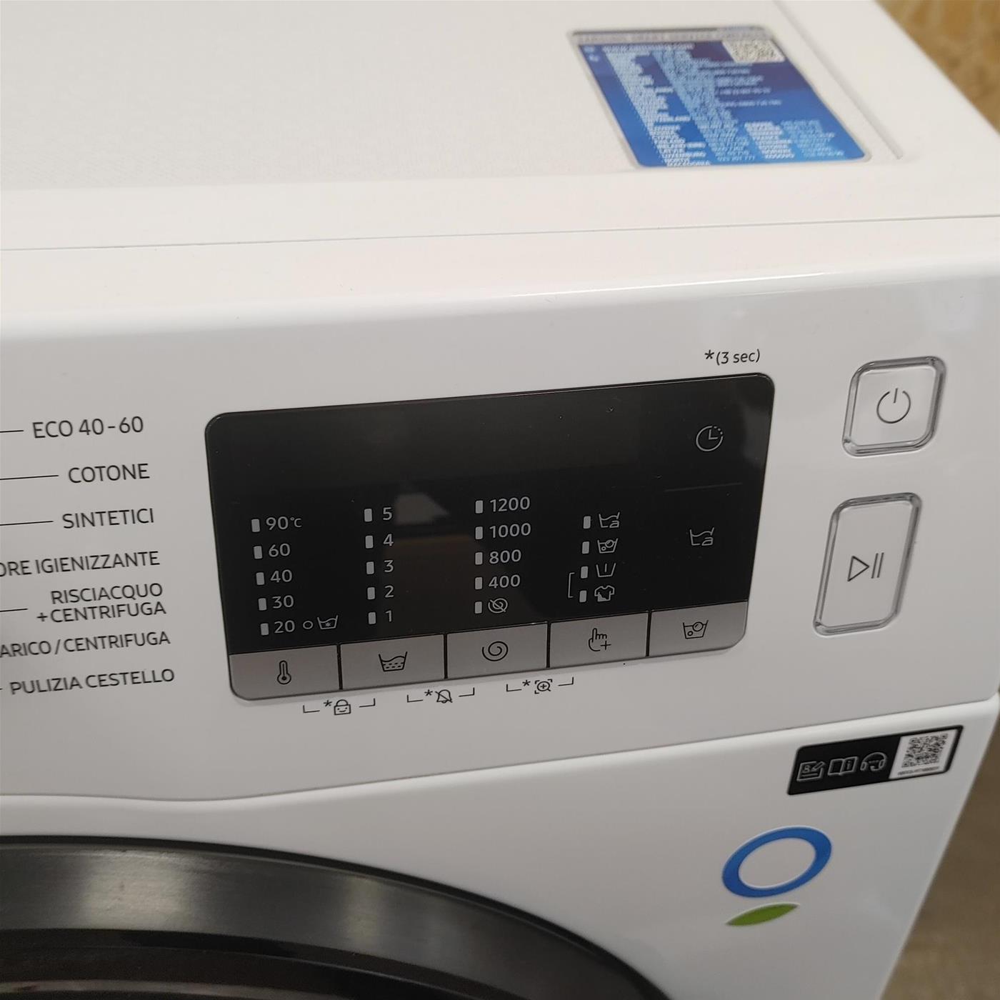 Lavatrice Samsung WW80AA126AE Carica frontale 8 kg 1200 Giri/min Bianco