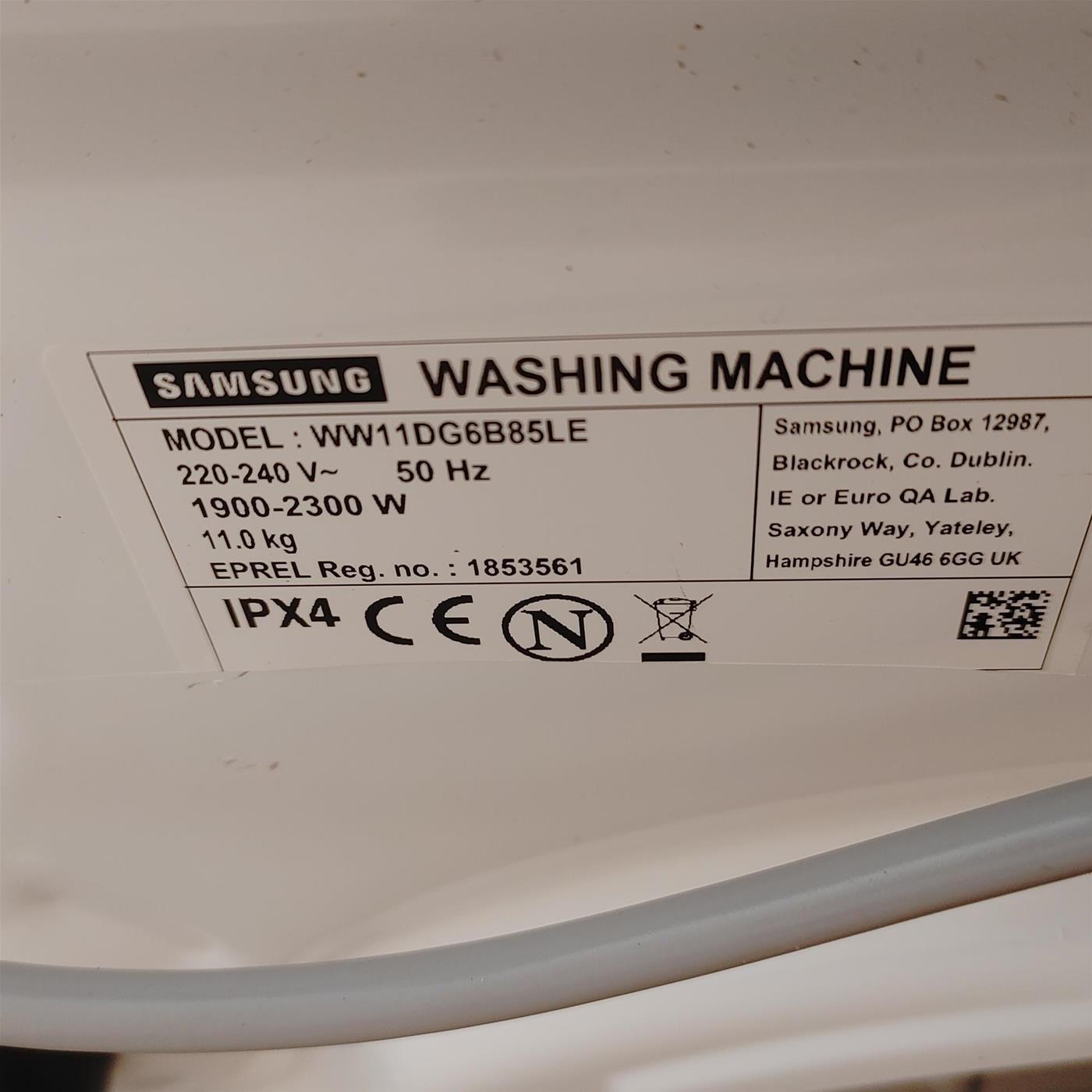 Lavatrice Samsung WW11DG6B85LEU3 Carica frontale 11 kg 1400 Giri/min Bianco