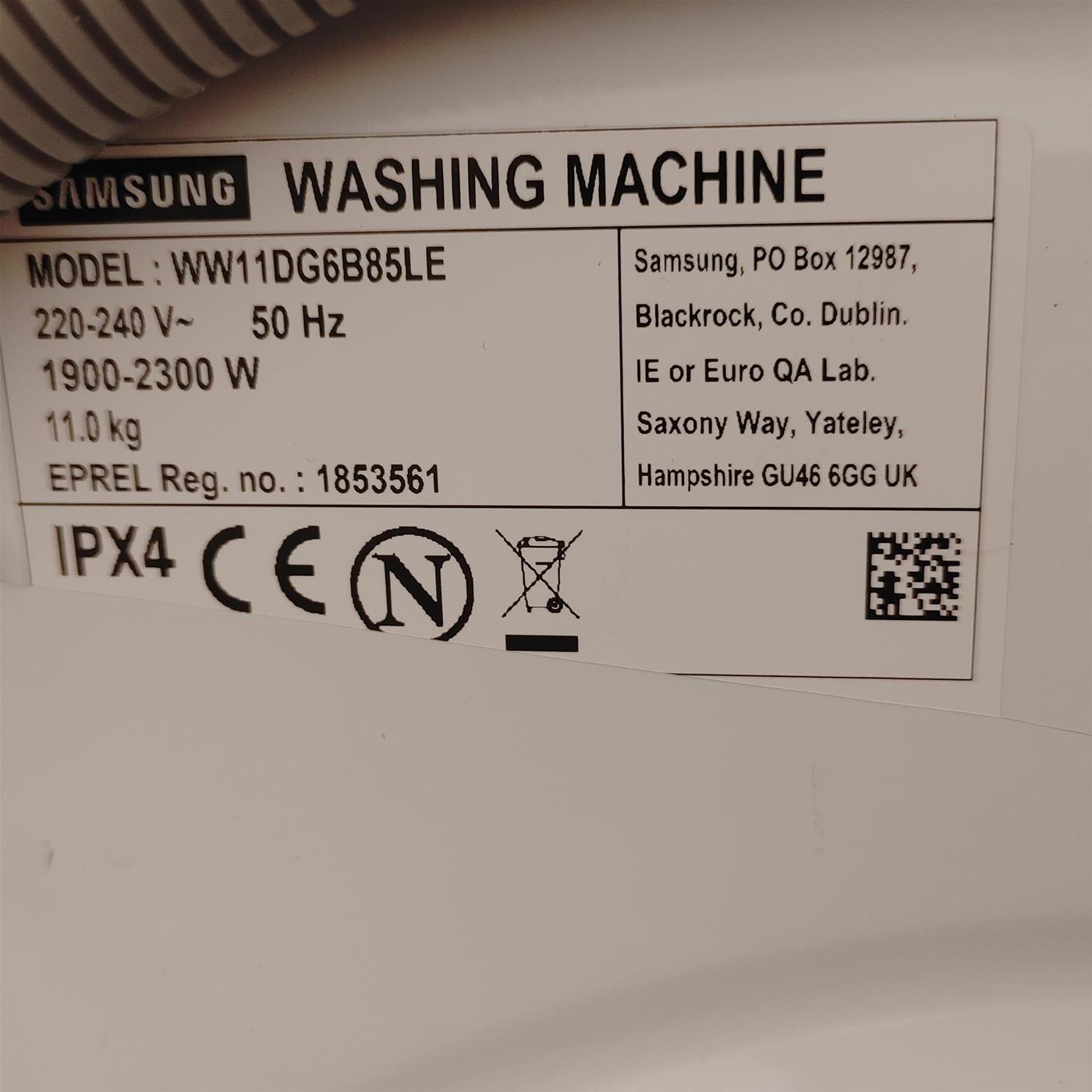 Lavatrice Samsung WW11DG6B85LEU3 Carica frontale 11 kg 1400 Giri/min Bianco