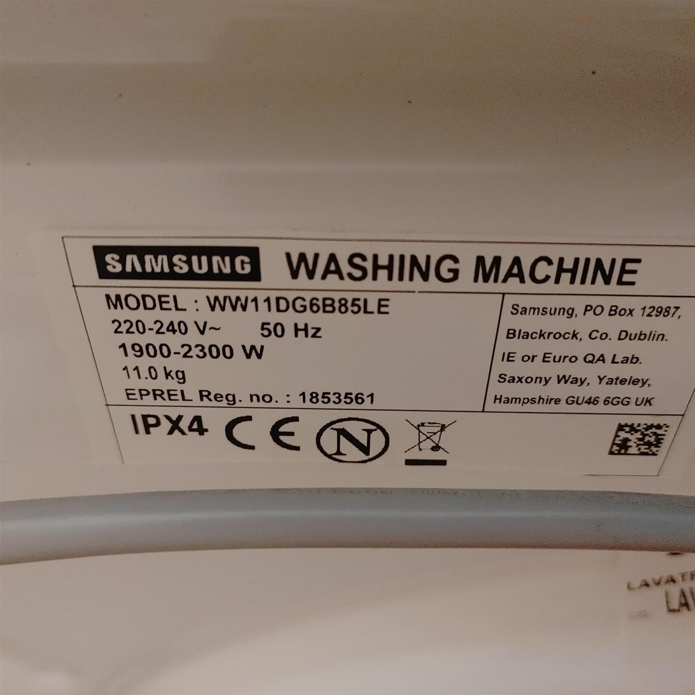 Lavatrice Samsung WW11DG6B85LEU3 Carica frontale 11 kg 1400 Giri/min Bianco