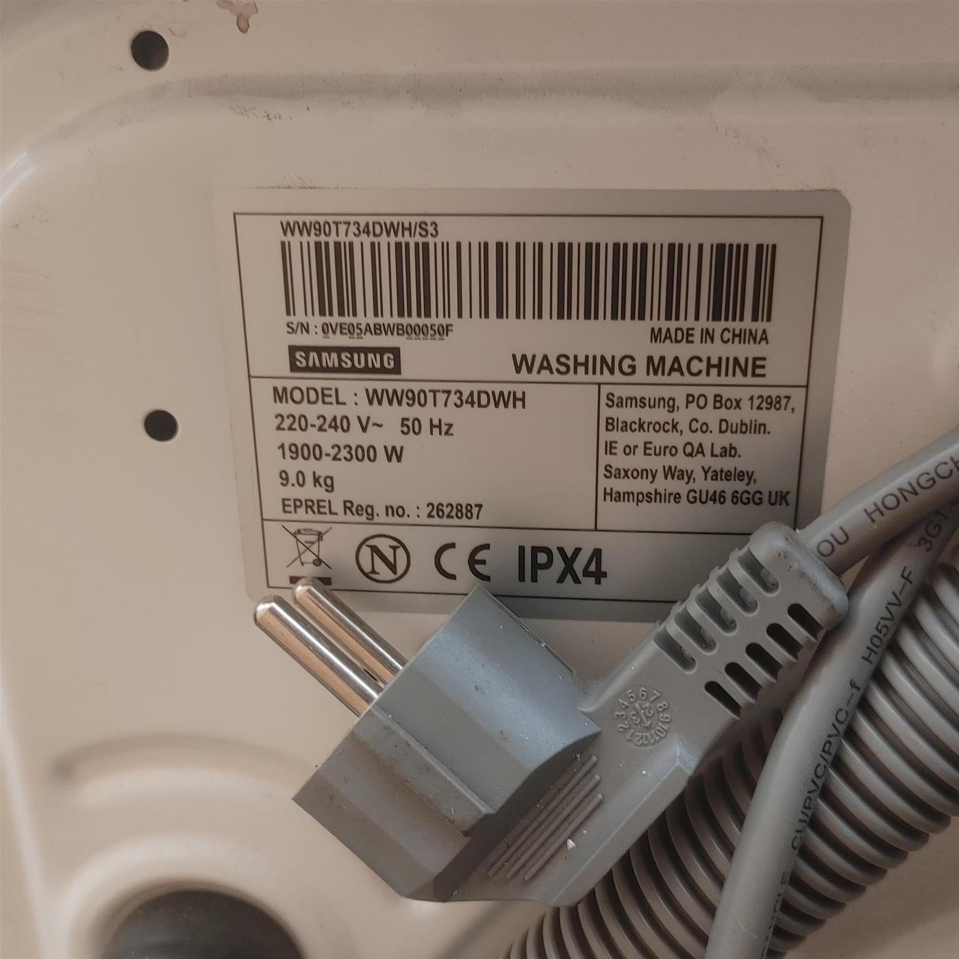 Lavatrice intelligente Samsung WW90T734DWH 9 Kg