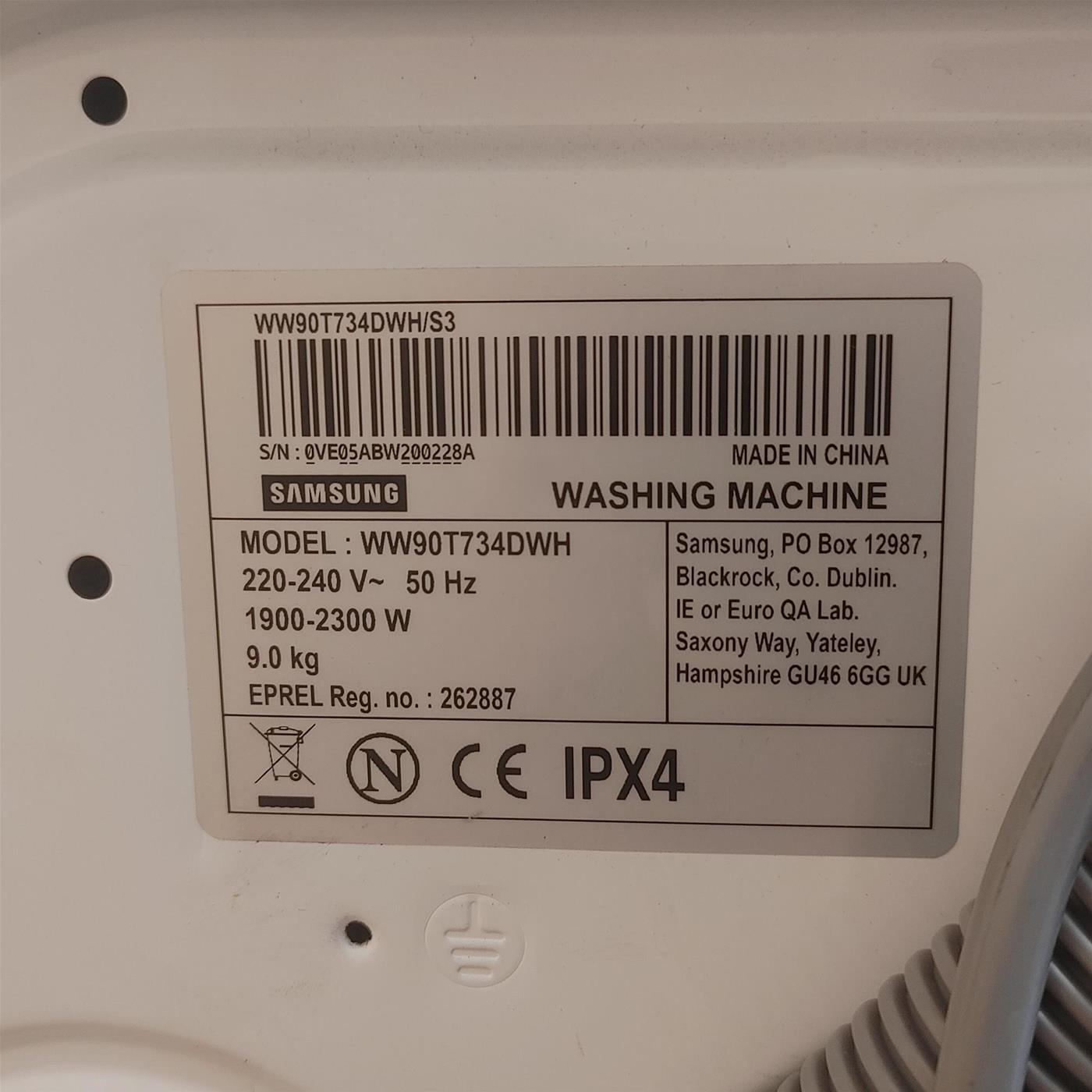 Lavatrice intelligente Samsung WW90T734DWH 9 Kg