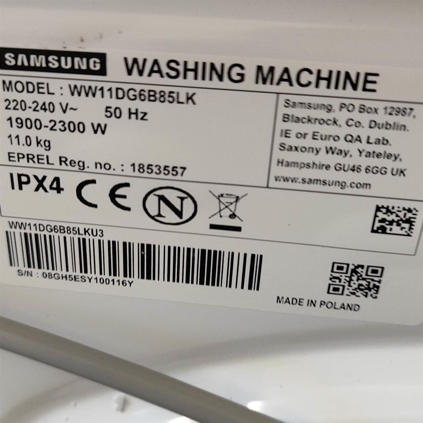 Lavatrice Samsung WW11DG6B85LK Classe A 11 Kg