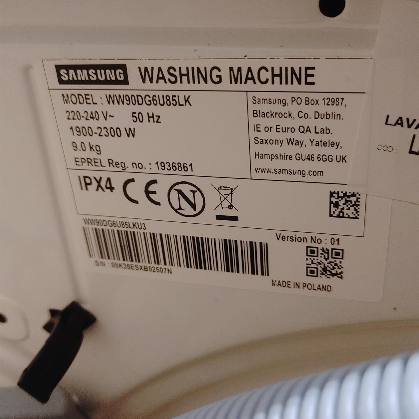 Lavatrice intelligente Samsung WW90DG6U85LKU3 Ecodosatore Classe A 9 Kg