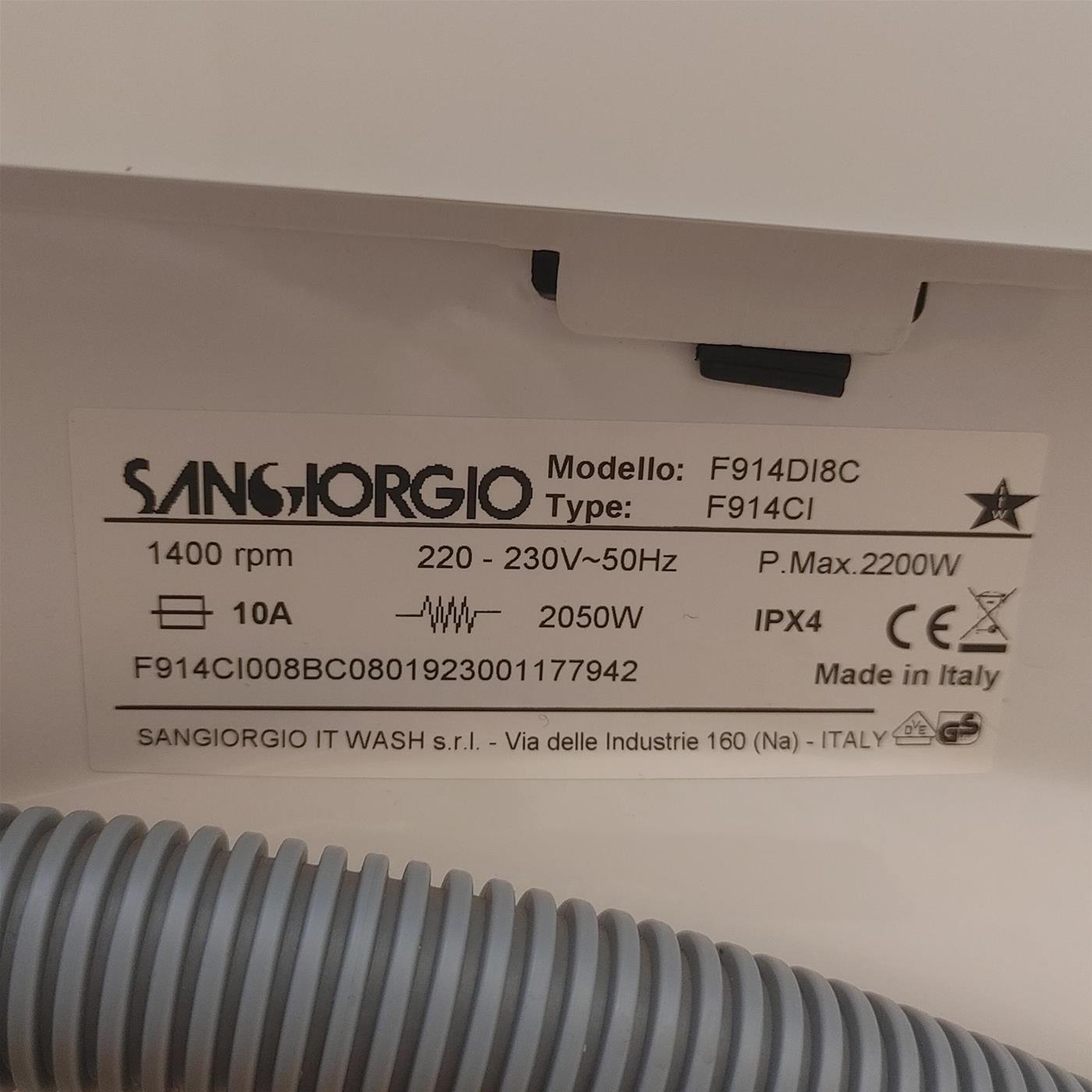 LAVATRICE SANGIORGIO F914DI8C 9 KG CLASSE D (EX A+++) 1400 RPM INVERTER