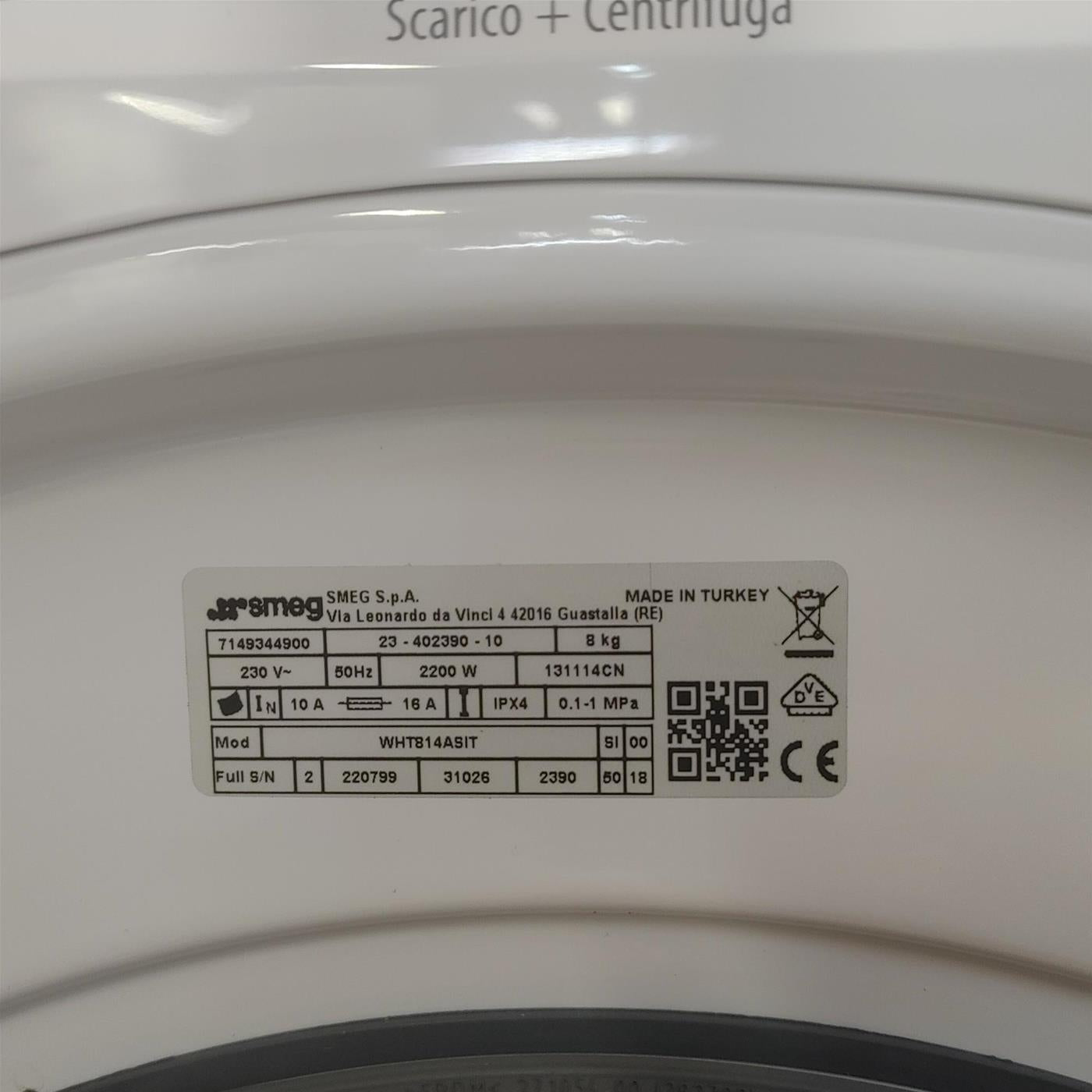 Smeg WHT814ASIT Lavatrice 8KG 1400 giri