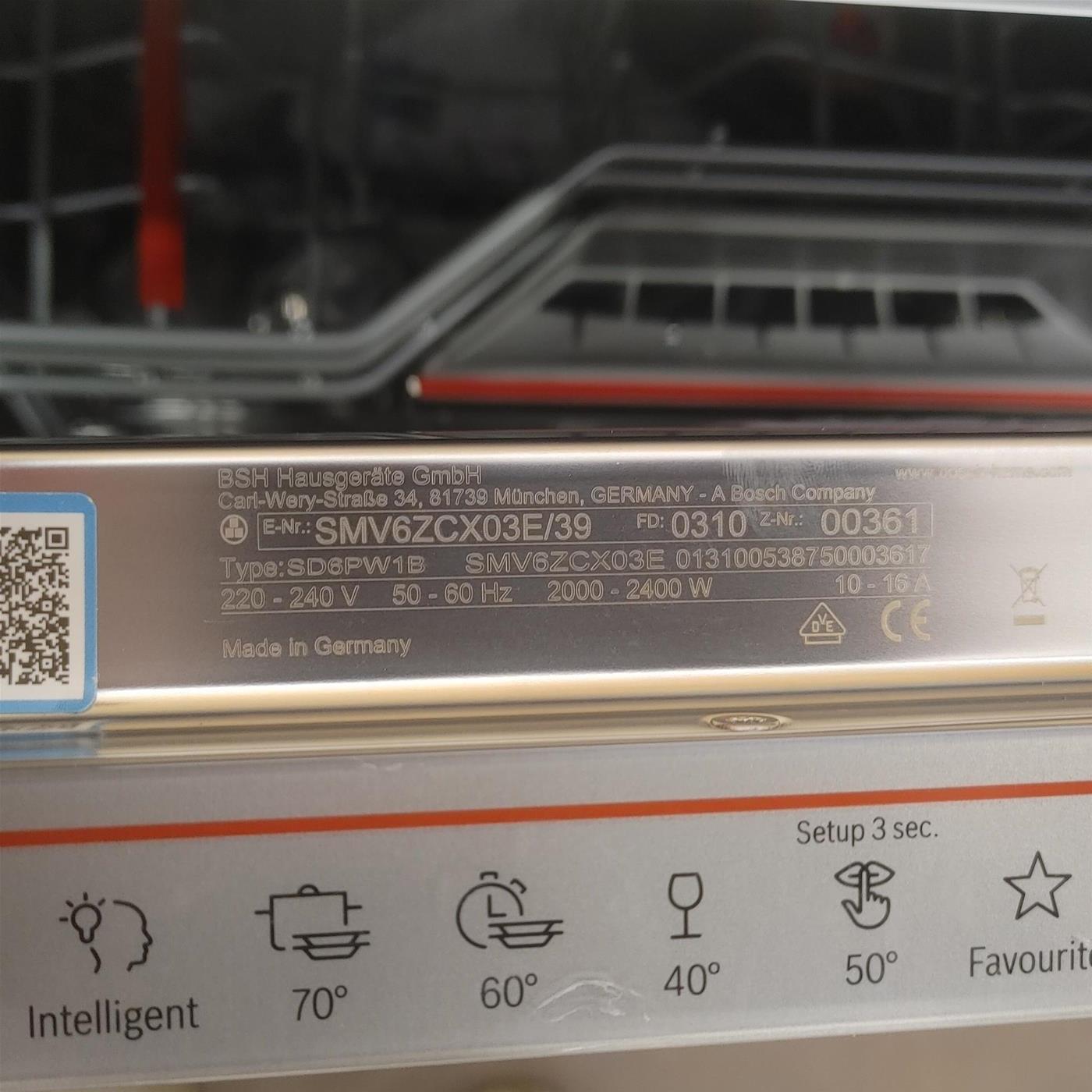 Bosch Serie 6 SMV6ZCX03E Lavastoviglie da incasso a scomparsa totale 60 cm Classe C