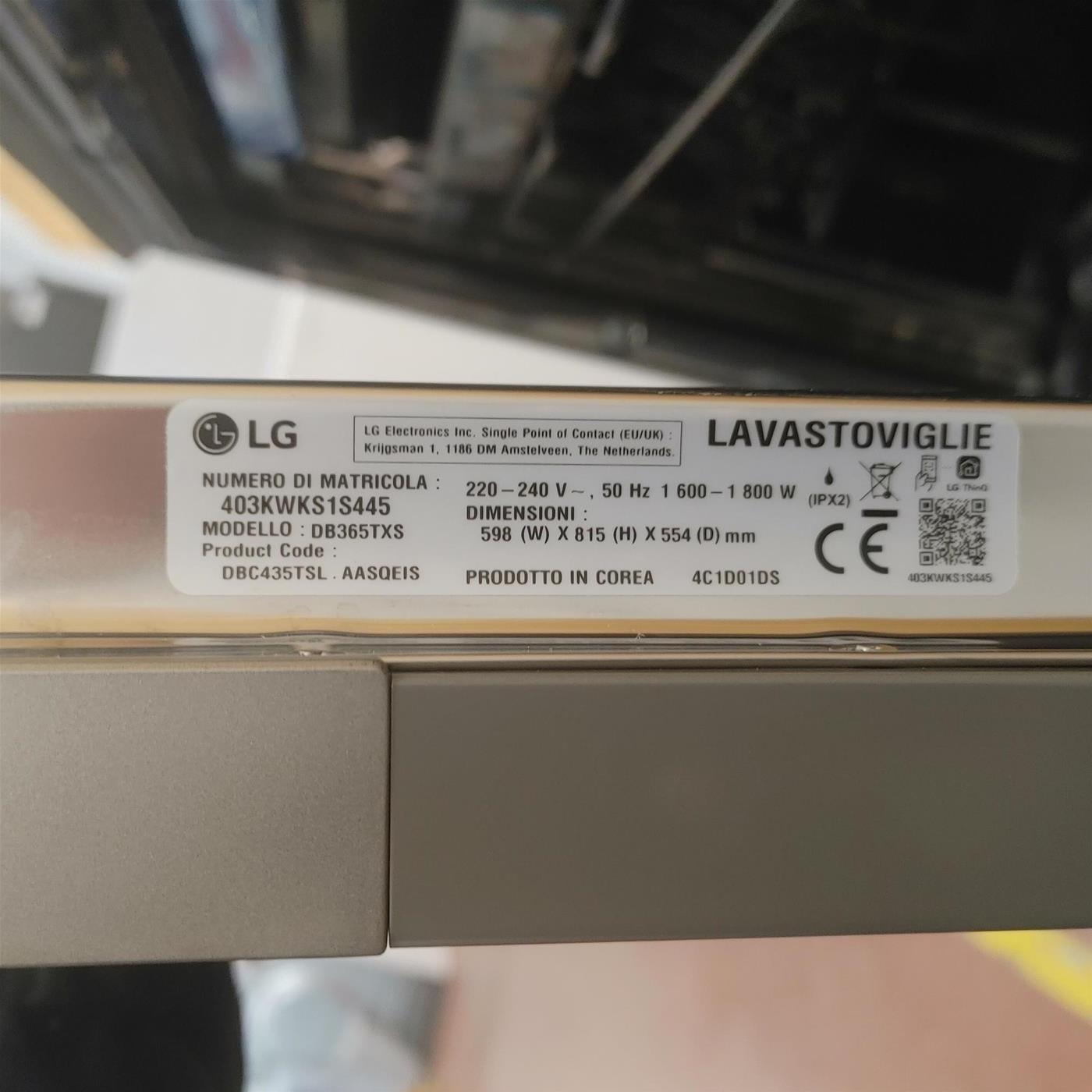 Lavastoviglie LG QuadWash DB475TXS a scomparsa totale Vapore Wi-Fi 14 coperti