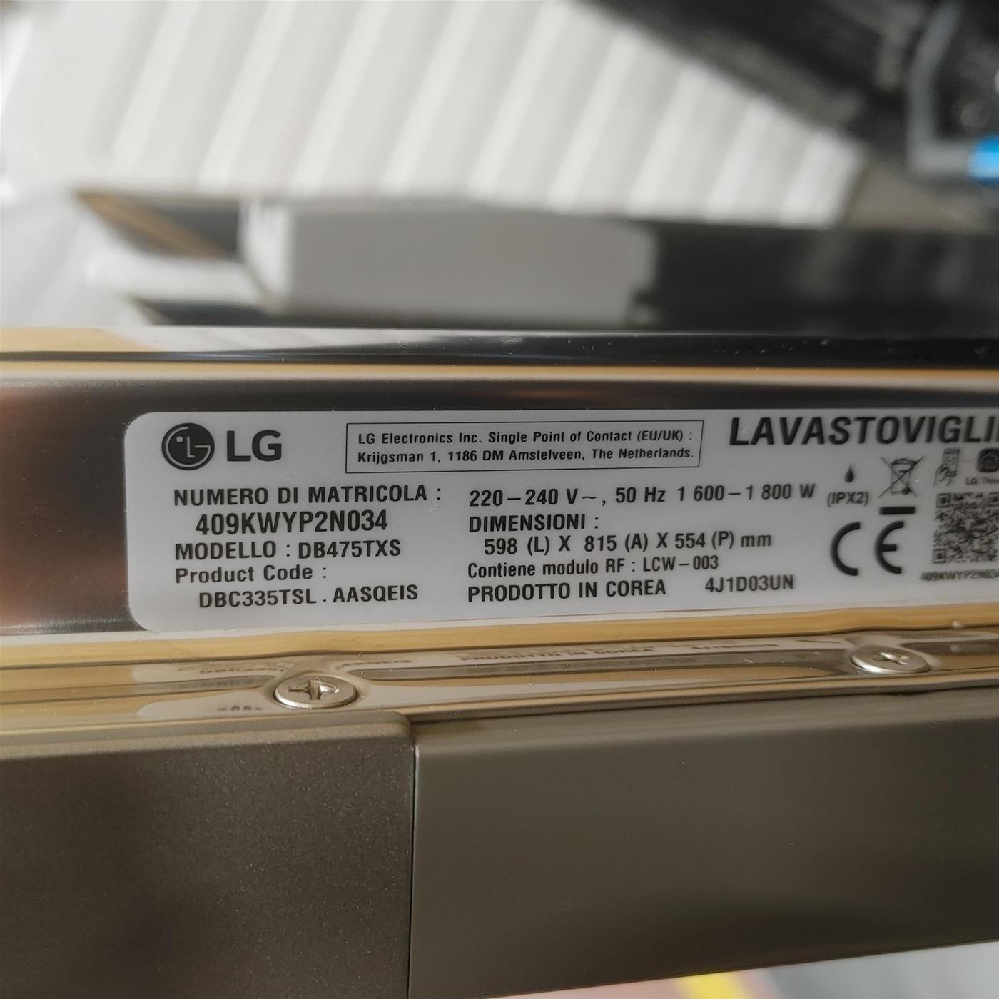 Lavastoviglie LG QuadWash DB475TXS a scomparsa totale Vapore Wi-Fi 14 coperti