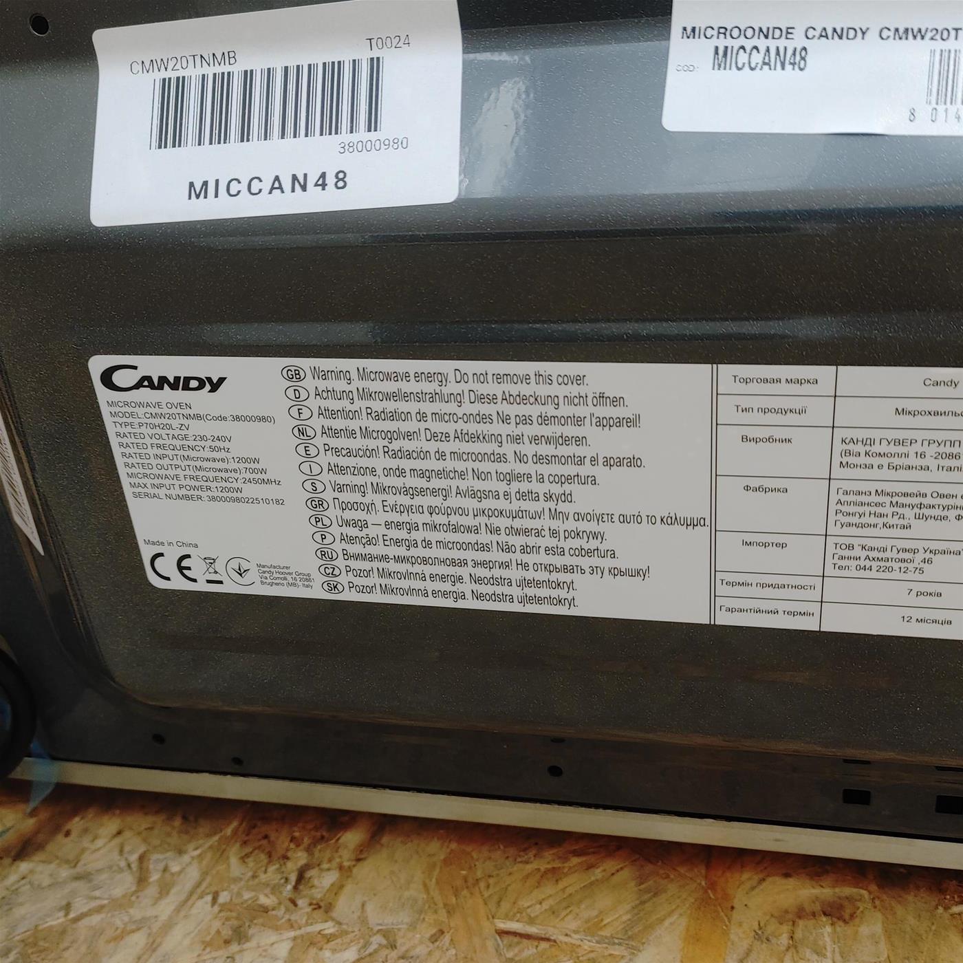 Candy Moderna CMW20TNMB Microonde solo da appoggio 20 L 700 W Nero