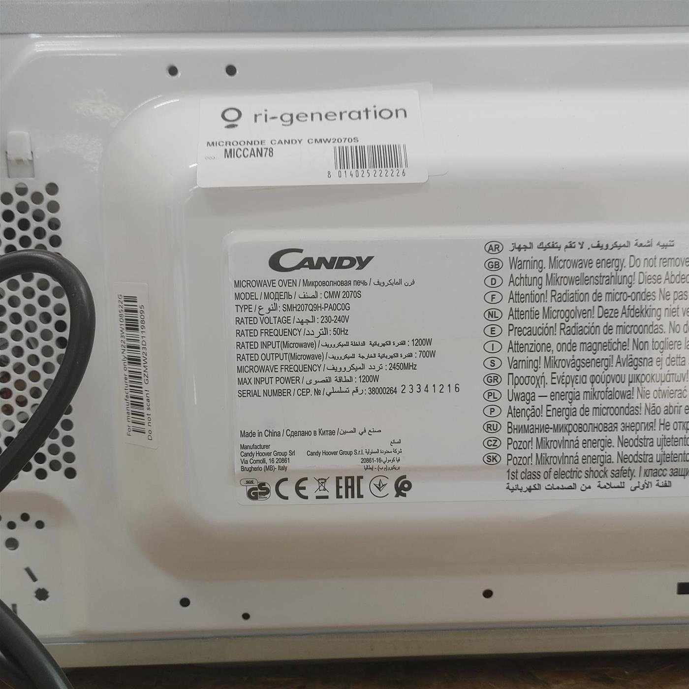 Candy CMW2070S microonde Silver Solo microonde da banco 20 L 700 W