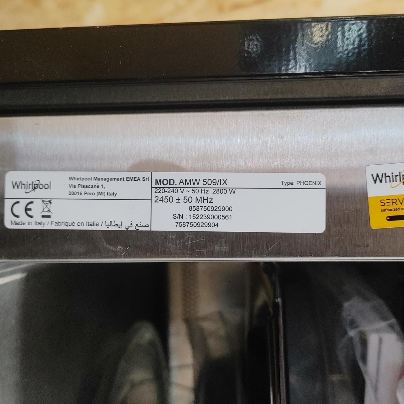 Whirlpool AMW 509/IX Da incasso Microonde combinato 40 L 900 W Acciaio inossidabile