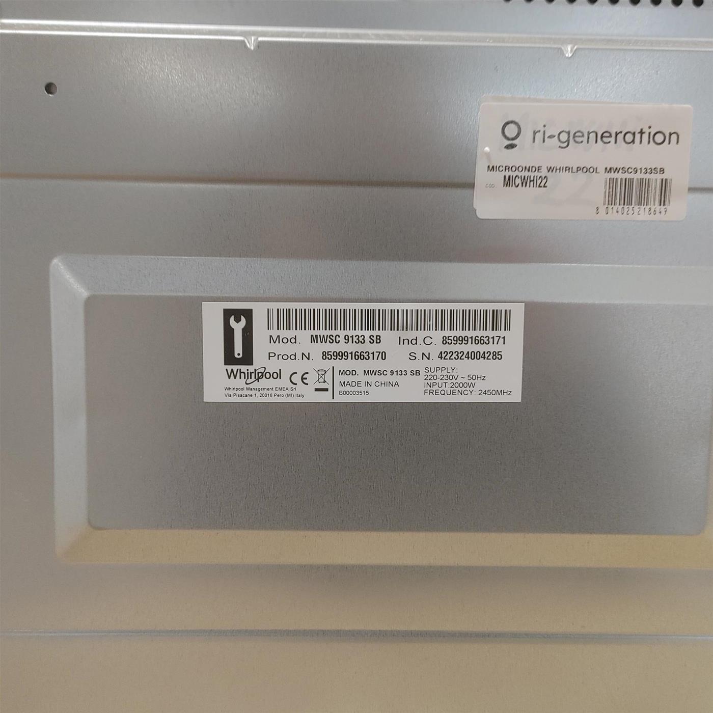 Whirlpool Supreme Chef MWSC 9133 SB Nero, Argento Microonde combinato Piano di lavoro 33 L 1000 W