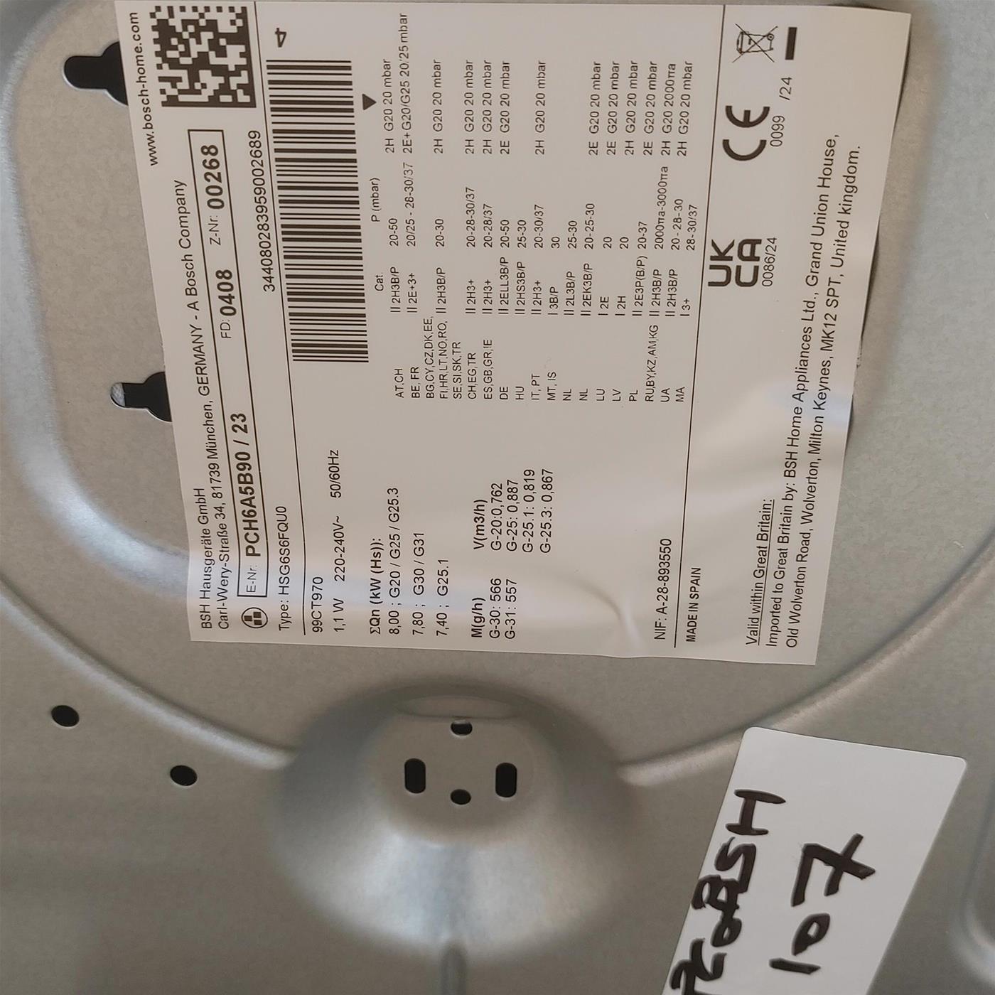 Piano cottura a gas Bosch Serie 6 PCH6A5B90