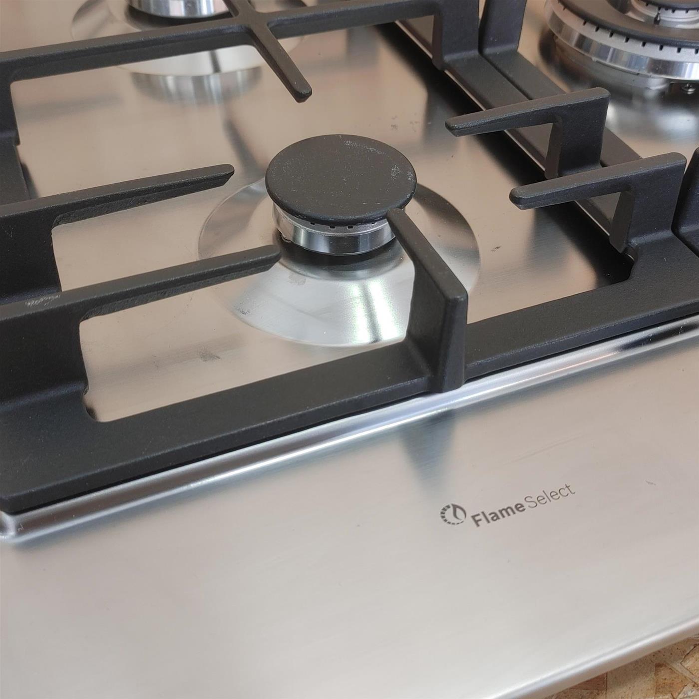 Bosch Serie 6 PCH6A5B90 piano cottura Nero, Stainless steel Da incasso Gas 4 Fornello(i)