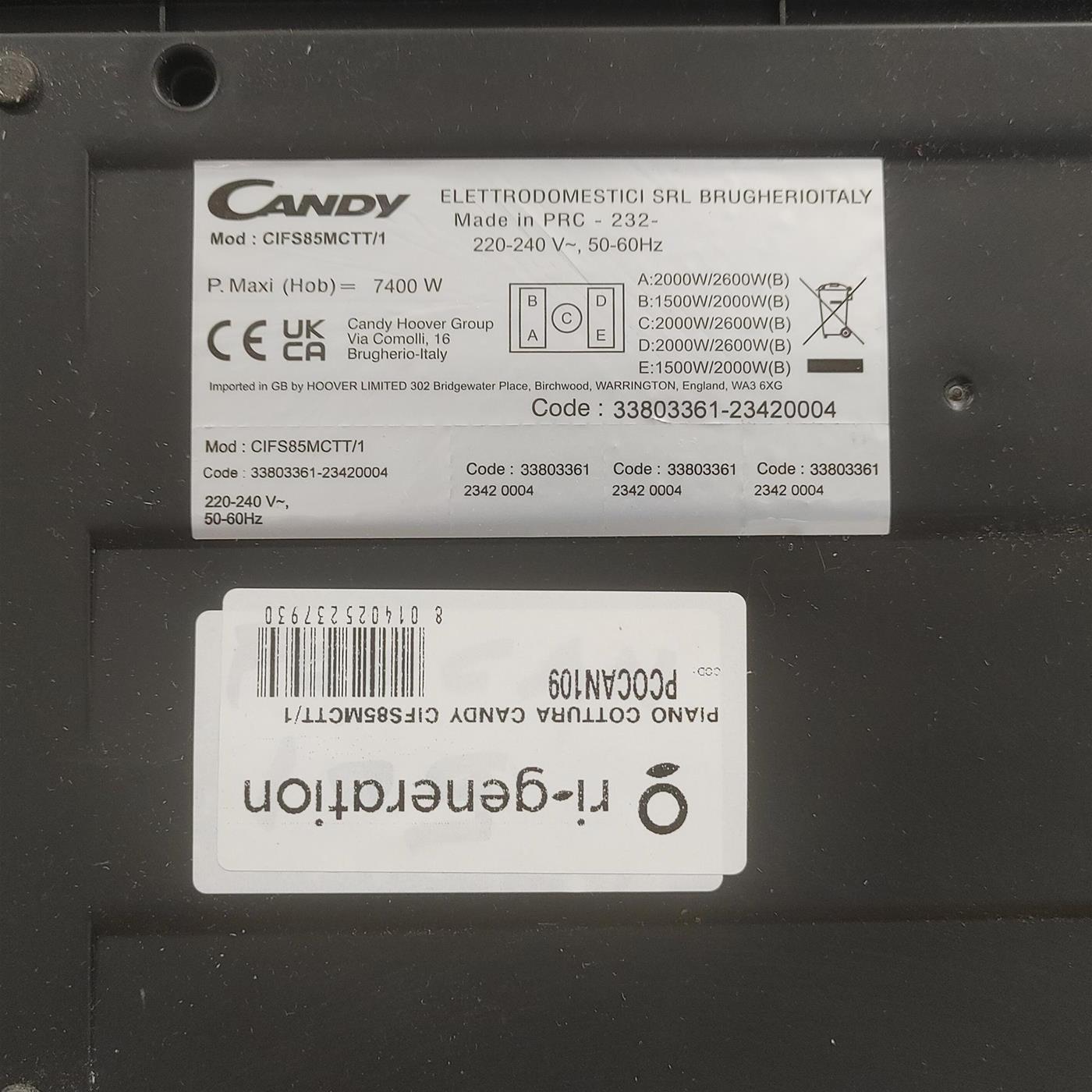 Piano cottura Candy CIFS85MCTT a induzione 5 zone cottura