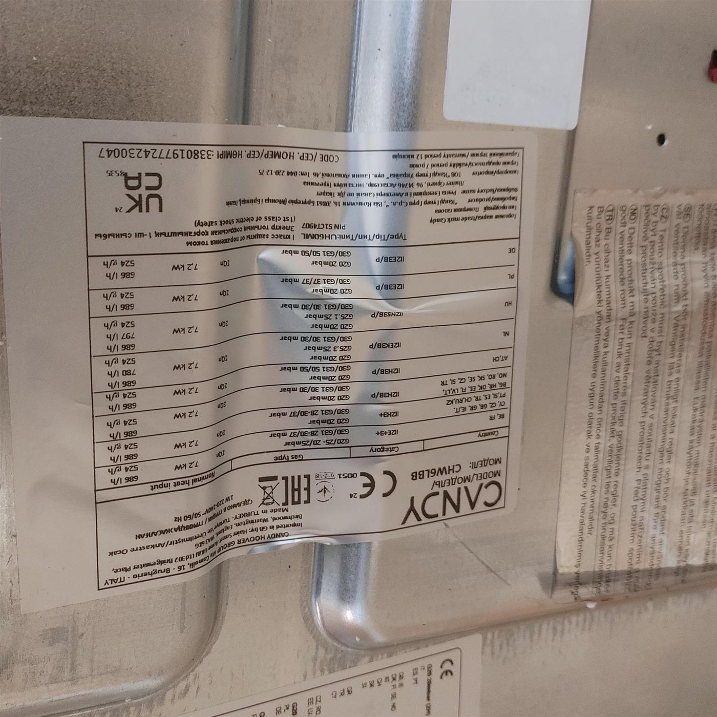 Candy Idea CHW6LBB Nero Incasso 60 cm Gas 4 zona(e)