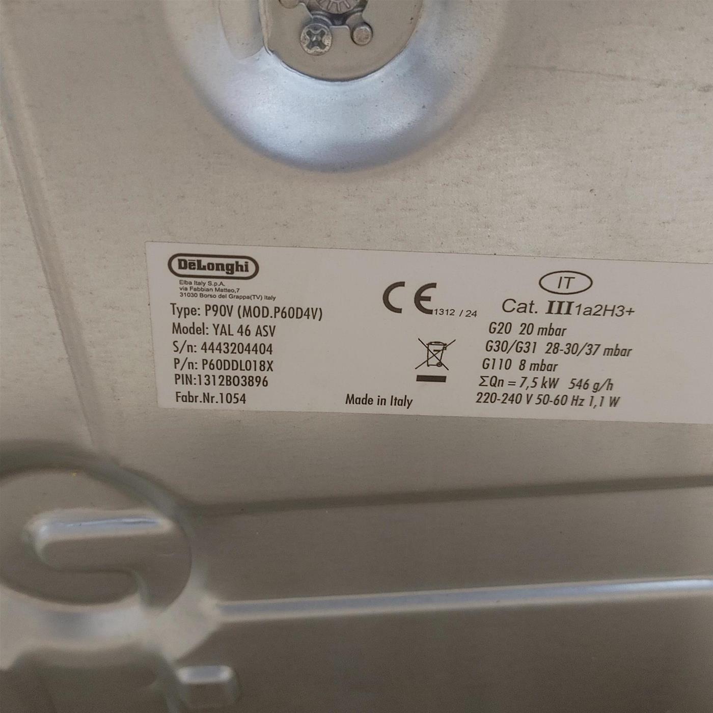 Piano cottura a gas De Longhi YAL 46 ASV
