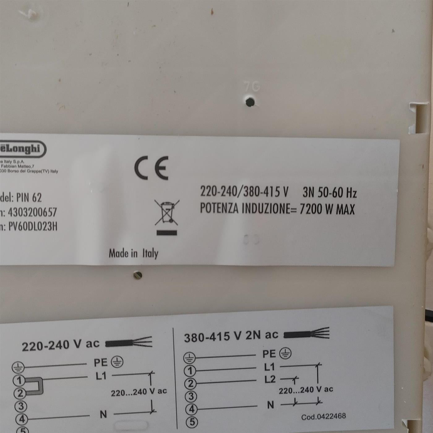 Piano cottura De'Longhi PV60DL023H a induzione 60 cm