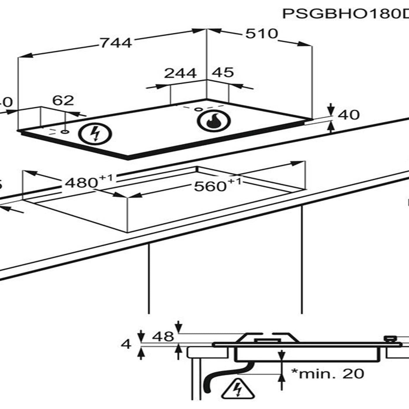 Electrolux KGS7534XX Acciaio inossidabile Da incasso 74 cm Gas 5 Fornello(i)
