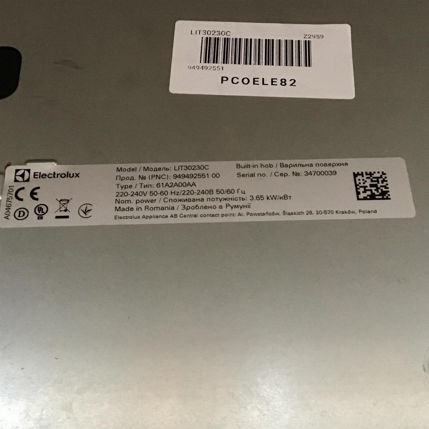 Piano cottura Electrolux LIT30230C a induzione 2 Zone Cottura