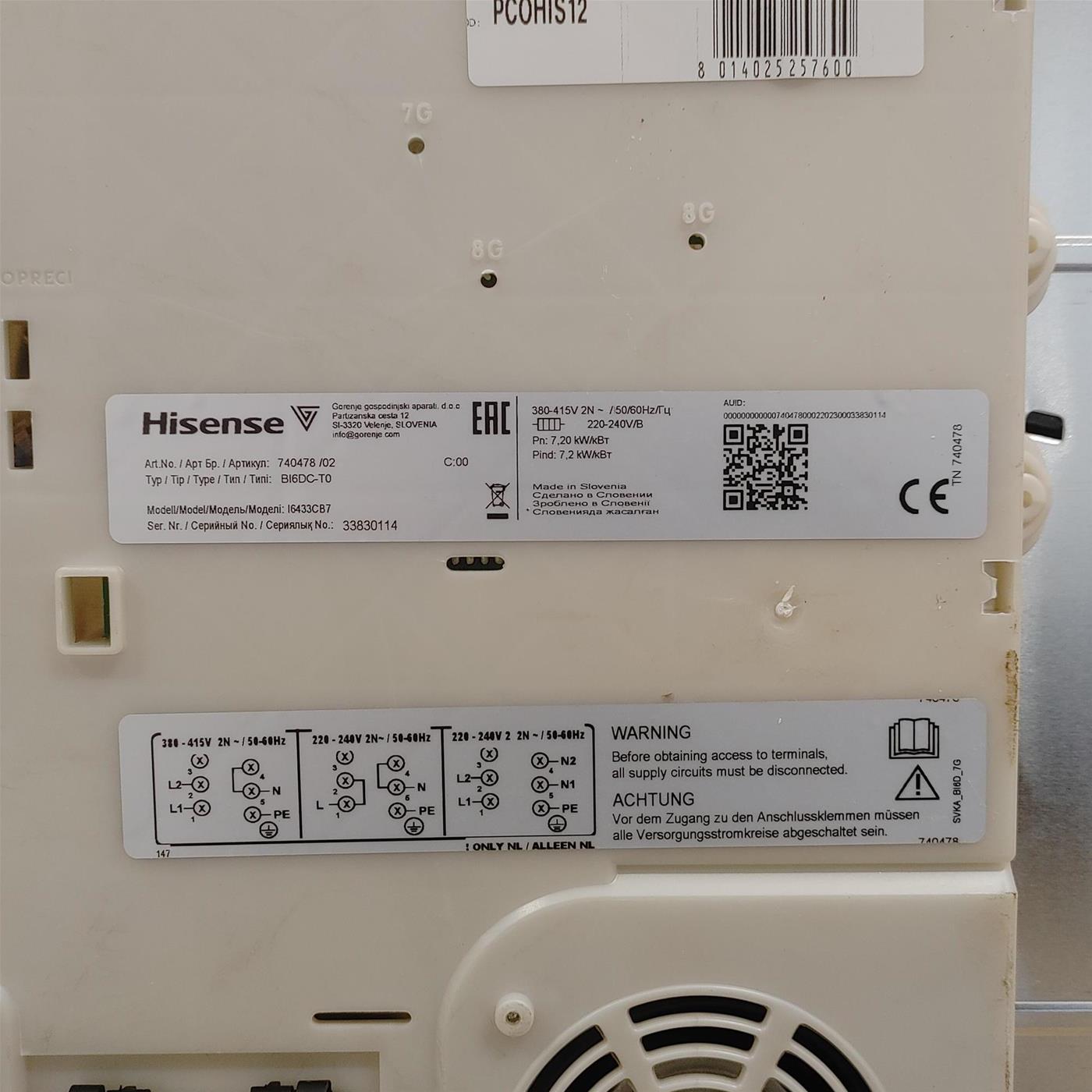 Piano cottura Hisense I6433CB7 a induzione 4 Fuochi 60 cm