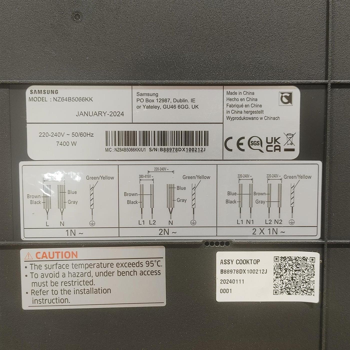 Piano cottura Samsung NZ64B5066KK a induzione