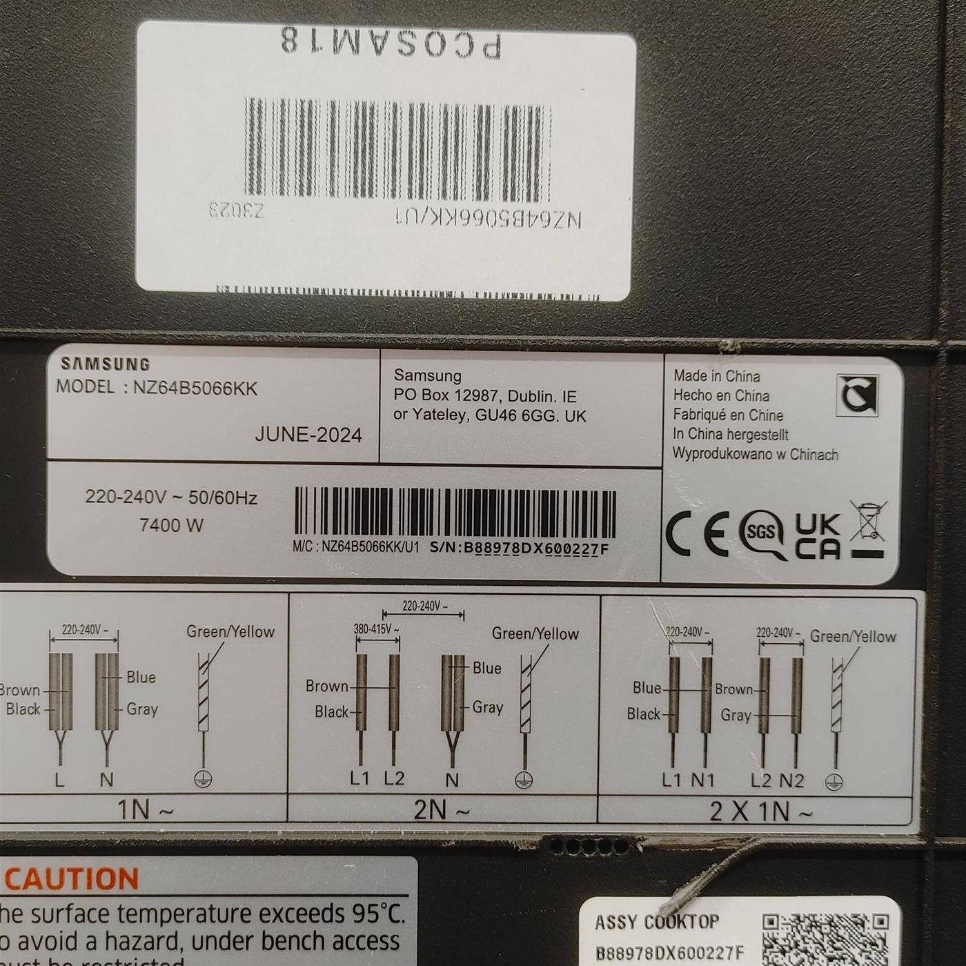 Piano cottura Samsung NZ64B5066KK a induzione 60cm Flex Zone WiFi