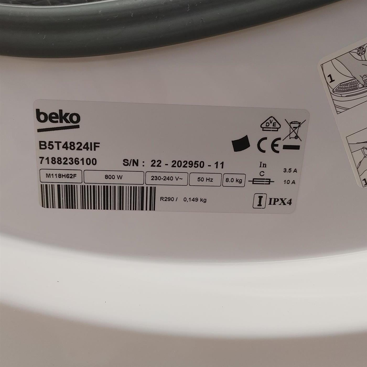 Beko B5T4824IF asciugatrice Libera installazione Caricamento frontale 8 kg A+++ Bianco