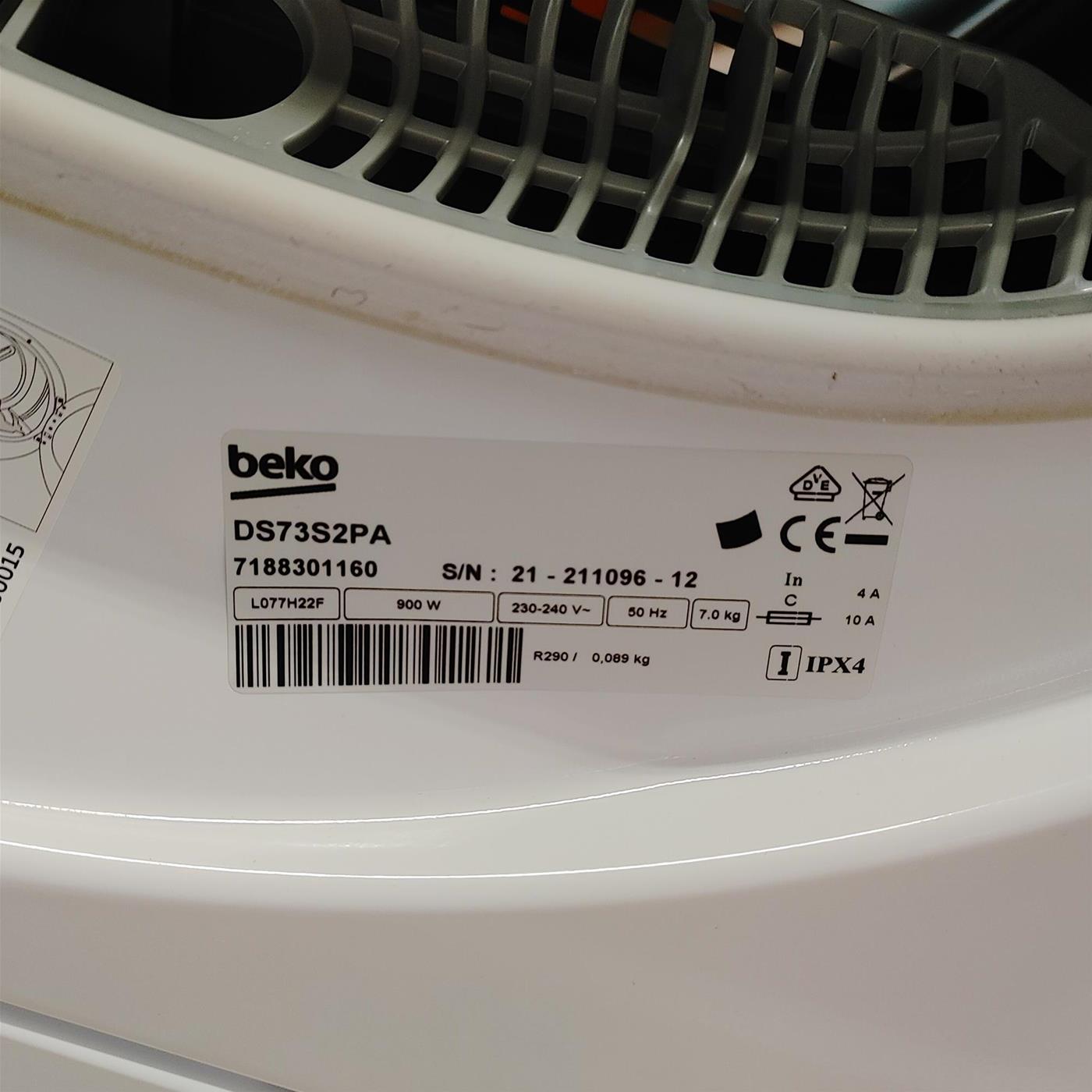 Beko DS73S2PA asciugatrice Libera installazione Caricamento frontale 7 kg A+ Bianco