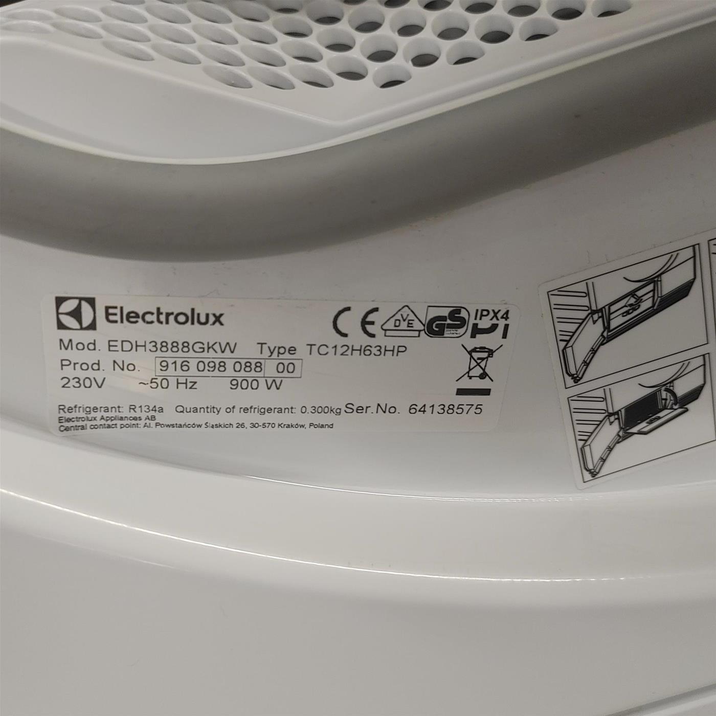 Asciugatrice Electrolux EDH3885GFE Libera installazione Caricamento frontale 8 kg A++ Bianco
