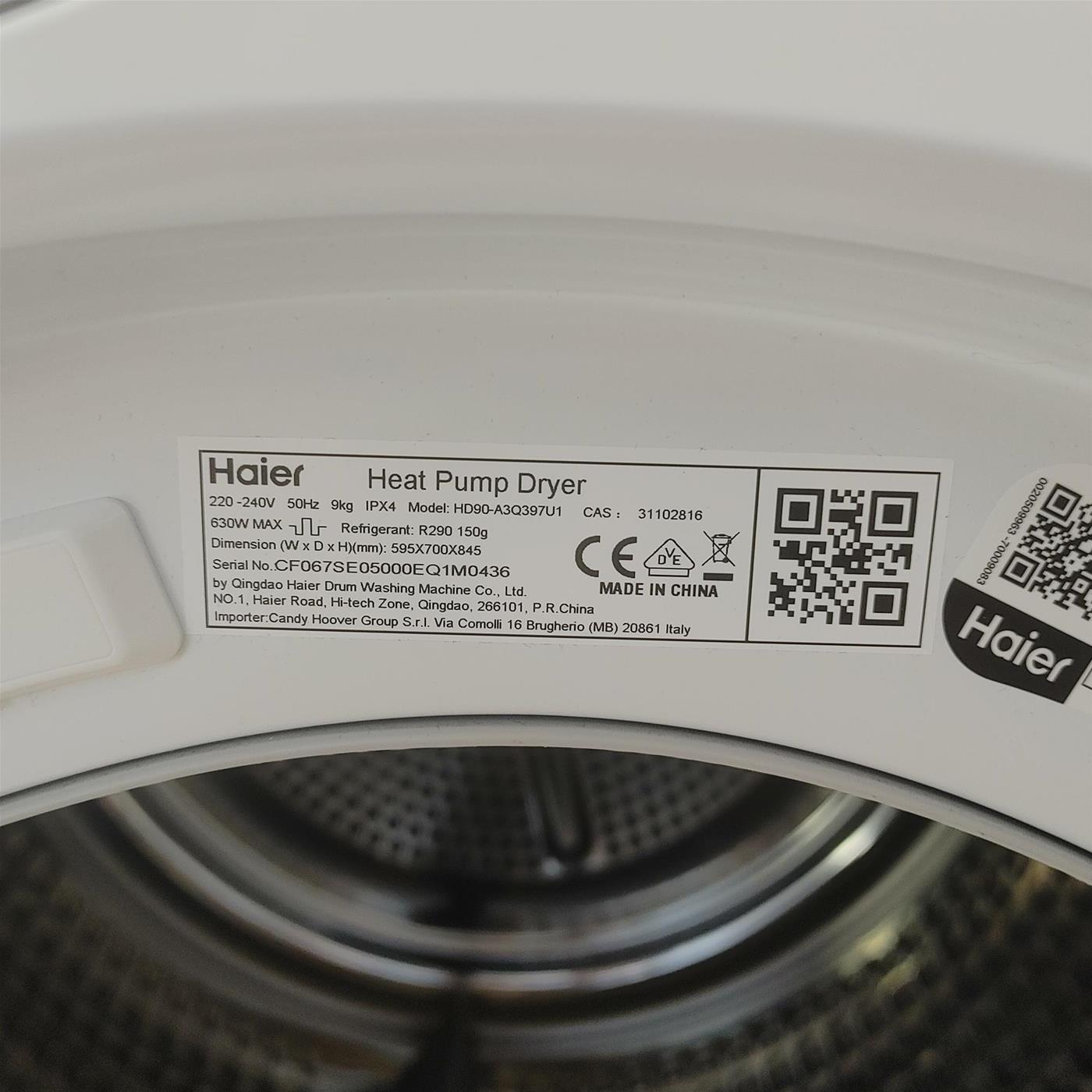 Asciugatrice Haier HD90-A3Q397U1  9 Kg