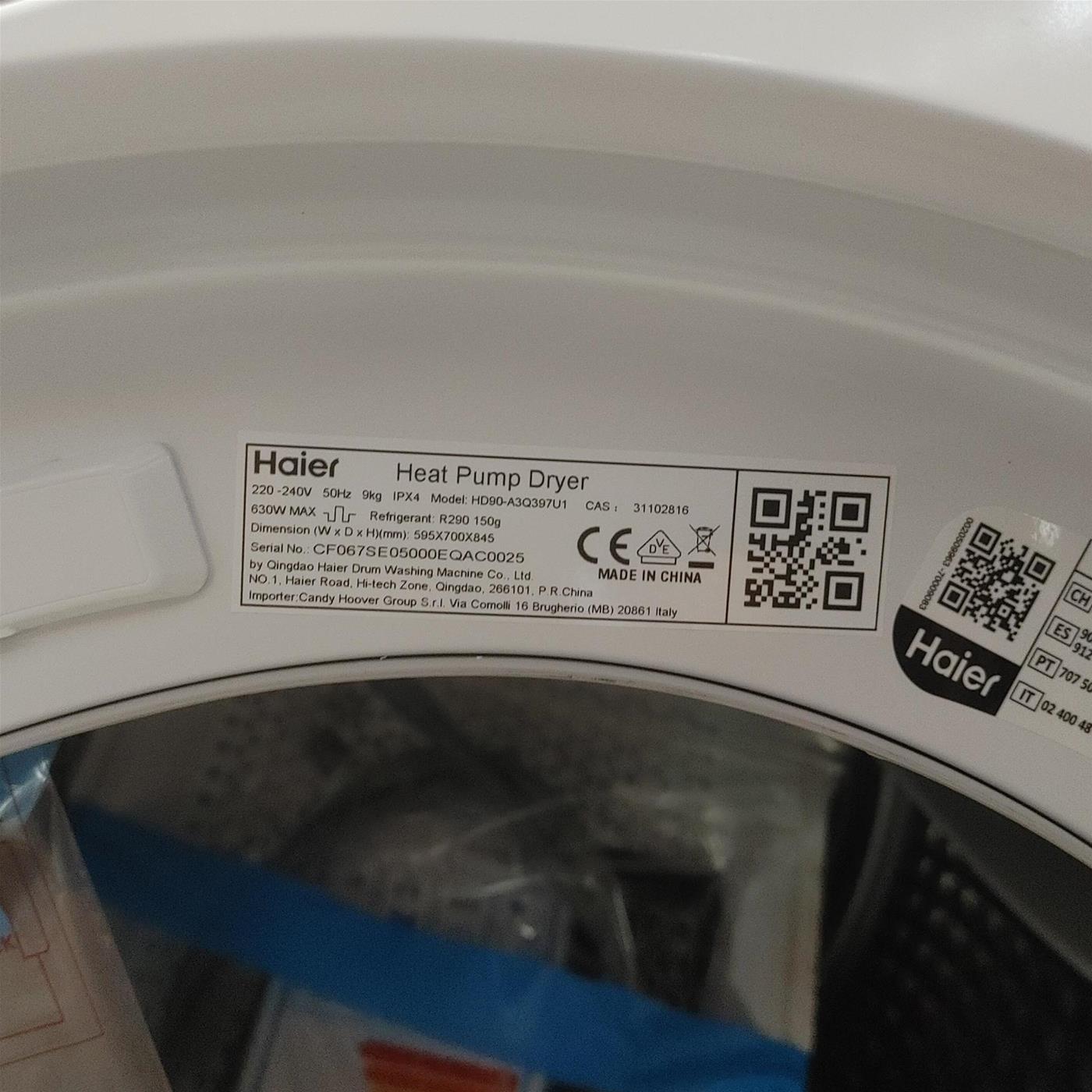 Asciugatrice Haier HD90-A3Q397U1-S 9 Kg
