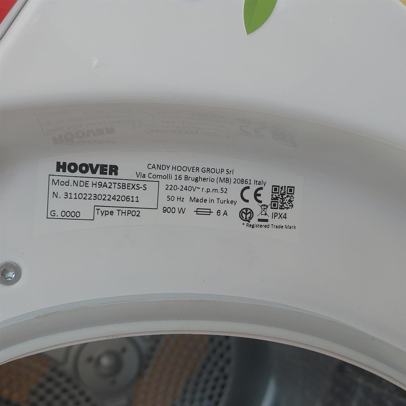 Hoover H-DRY 500 NDE H9A2TSBEXS-S asciugatrice Libera installazione Caricamento frontale 9 kg A++ Bianco