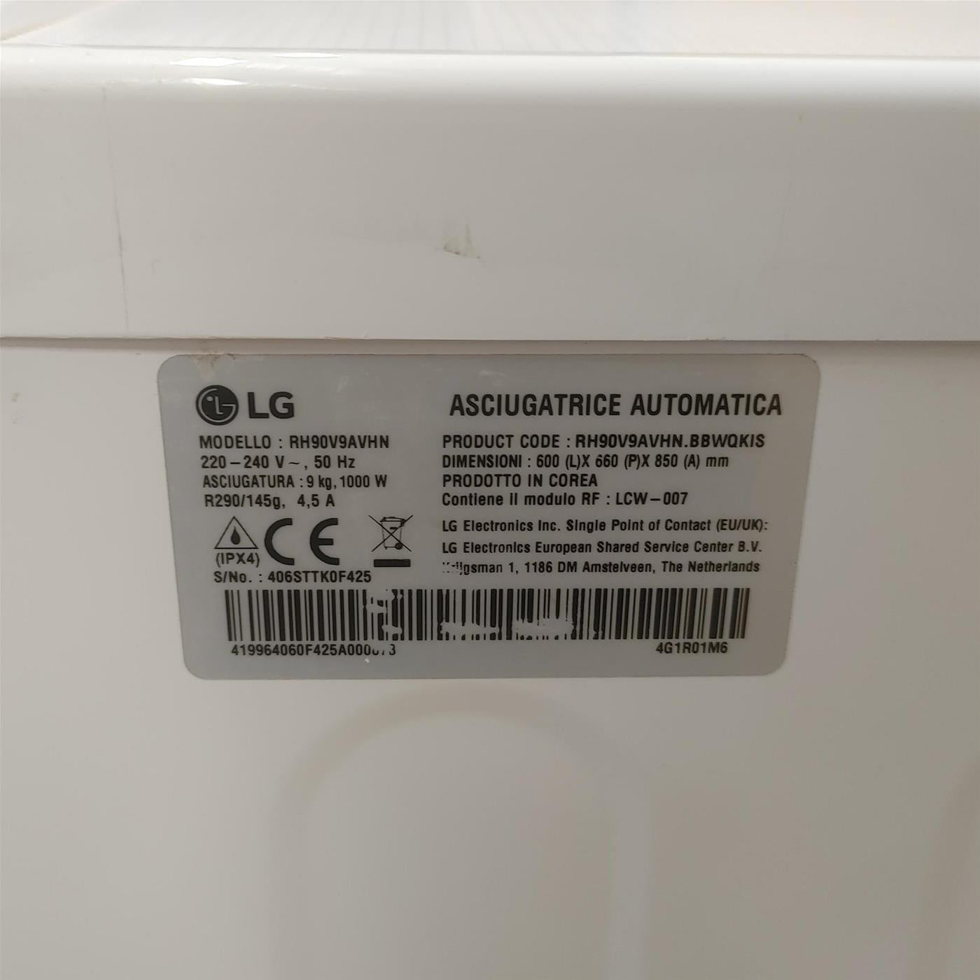 Asciugatrice LG RH90V9AVHN  9 Kg
