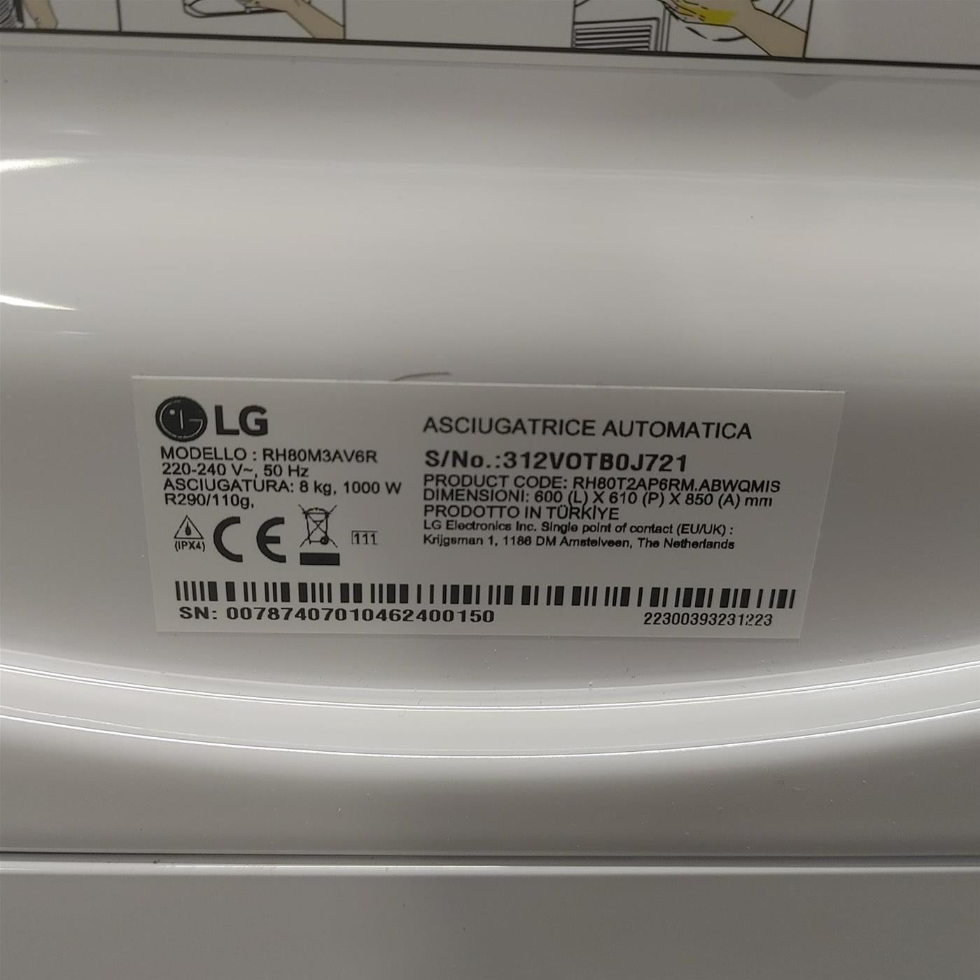 Asciugatrice LG RH80M3AV6R 8 Kg