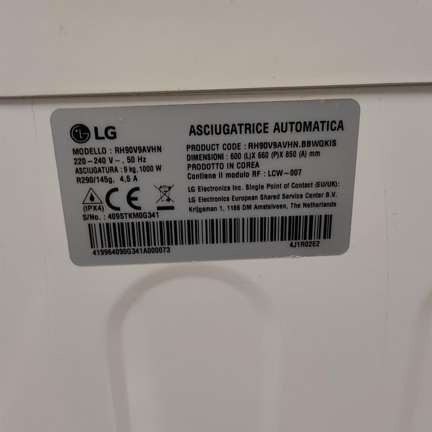 Asciugatrice LG RH90V9AVHN  9 Kg