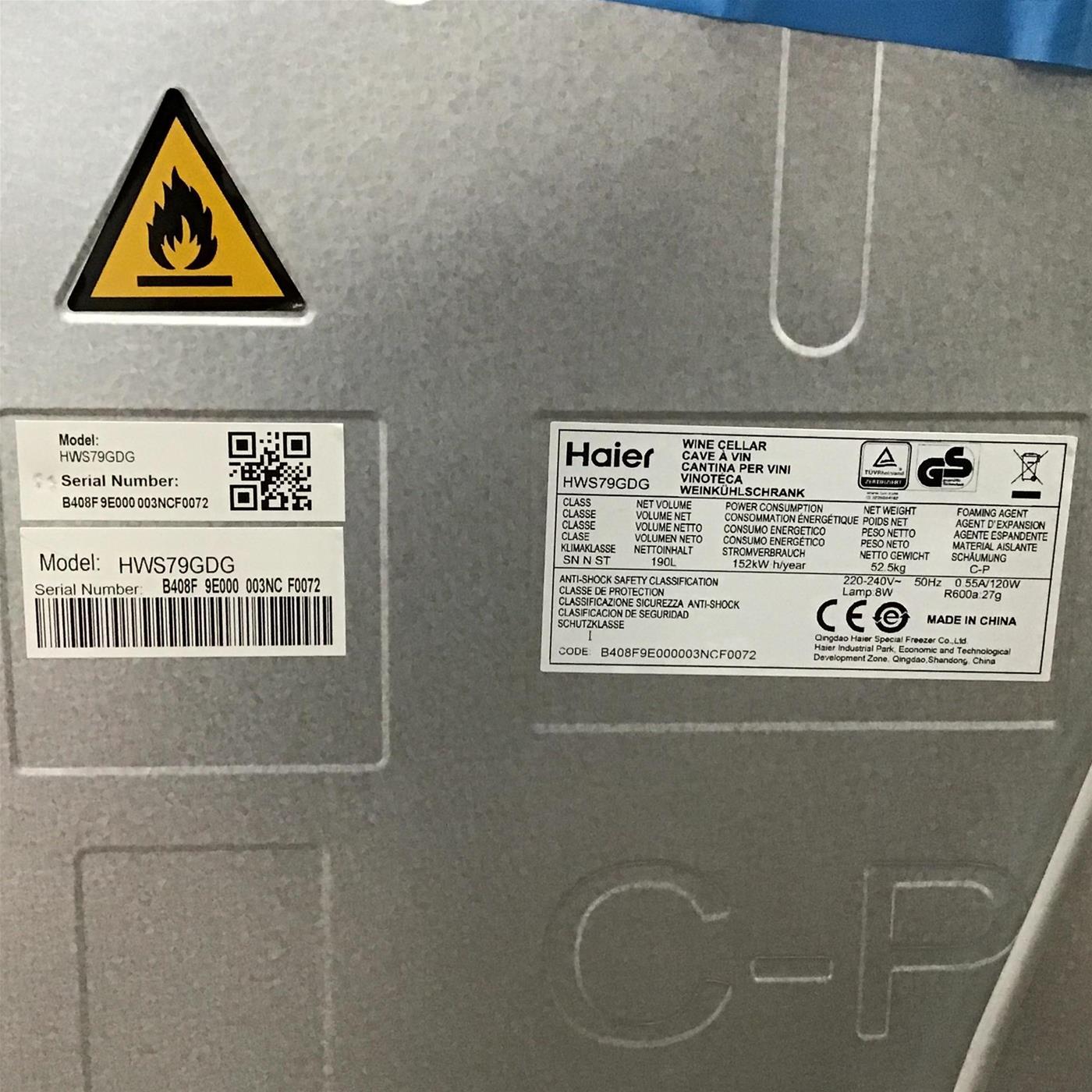 Cantinetta vino Haier Wine Bank 50 Serie 5 HWS79GDG 79 bottiglia/bottiglie