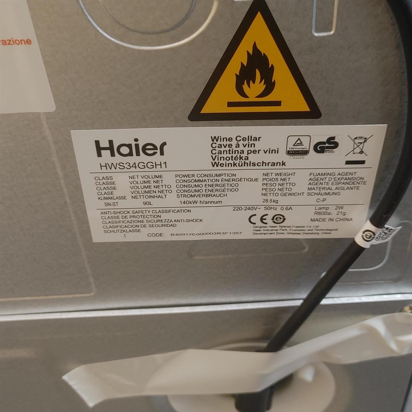 Cantinetta Haier 50 Serie 3 HWS34GGH1 Libera installazione 34 bottiglie