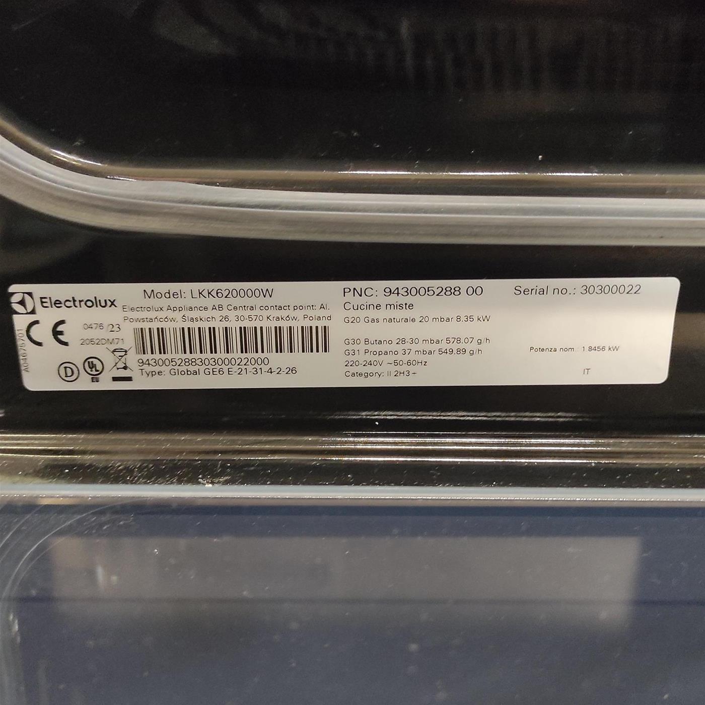 Cucina Electrolux LKK620000W Elettrico Gas