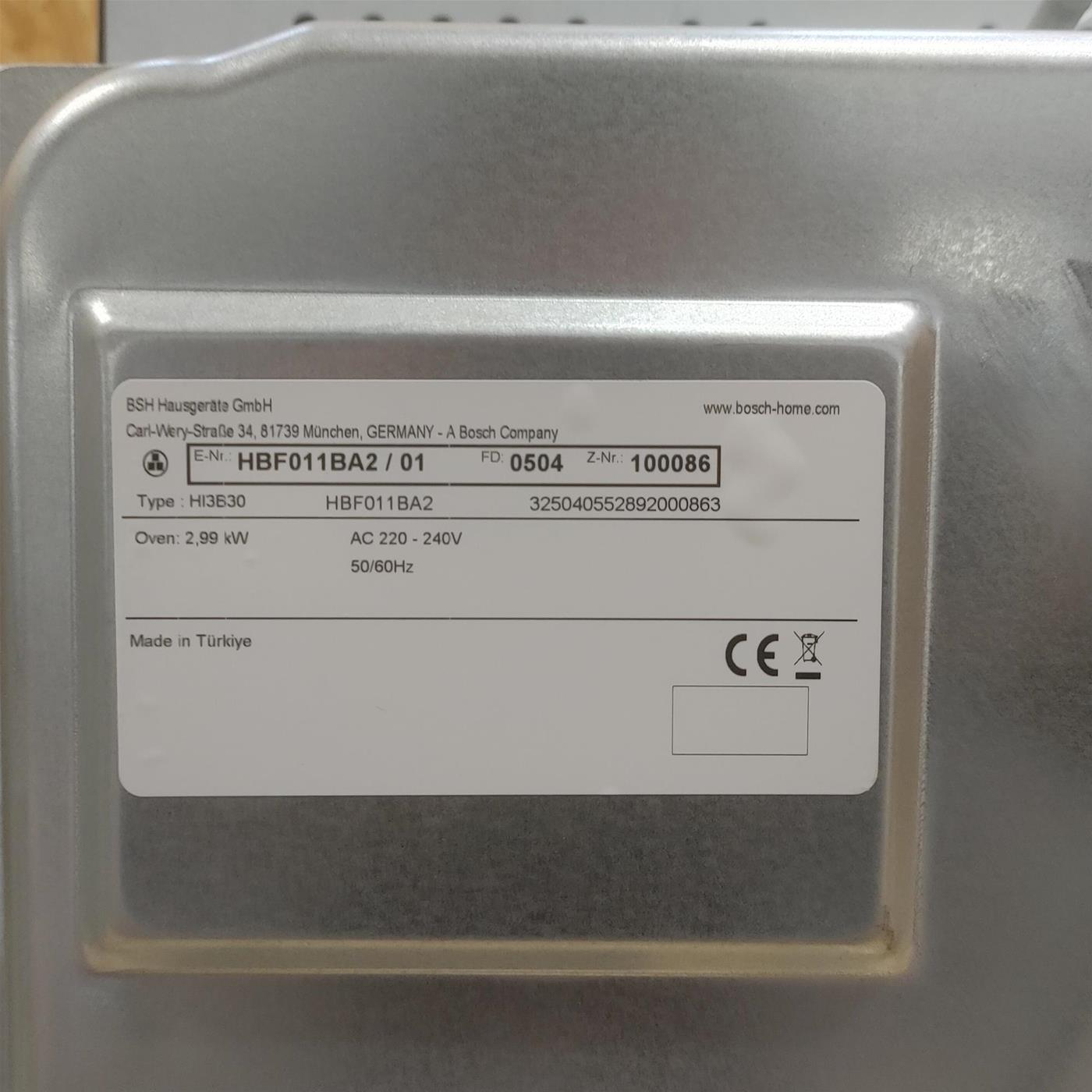 Forno elettrico Bosch Serie 2 HBF011BA2