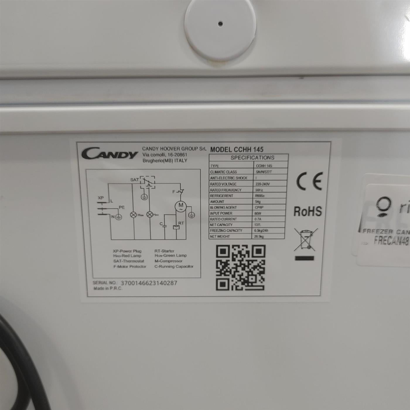 Congelatore a pozzo Candy CCHH 145 137 L