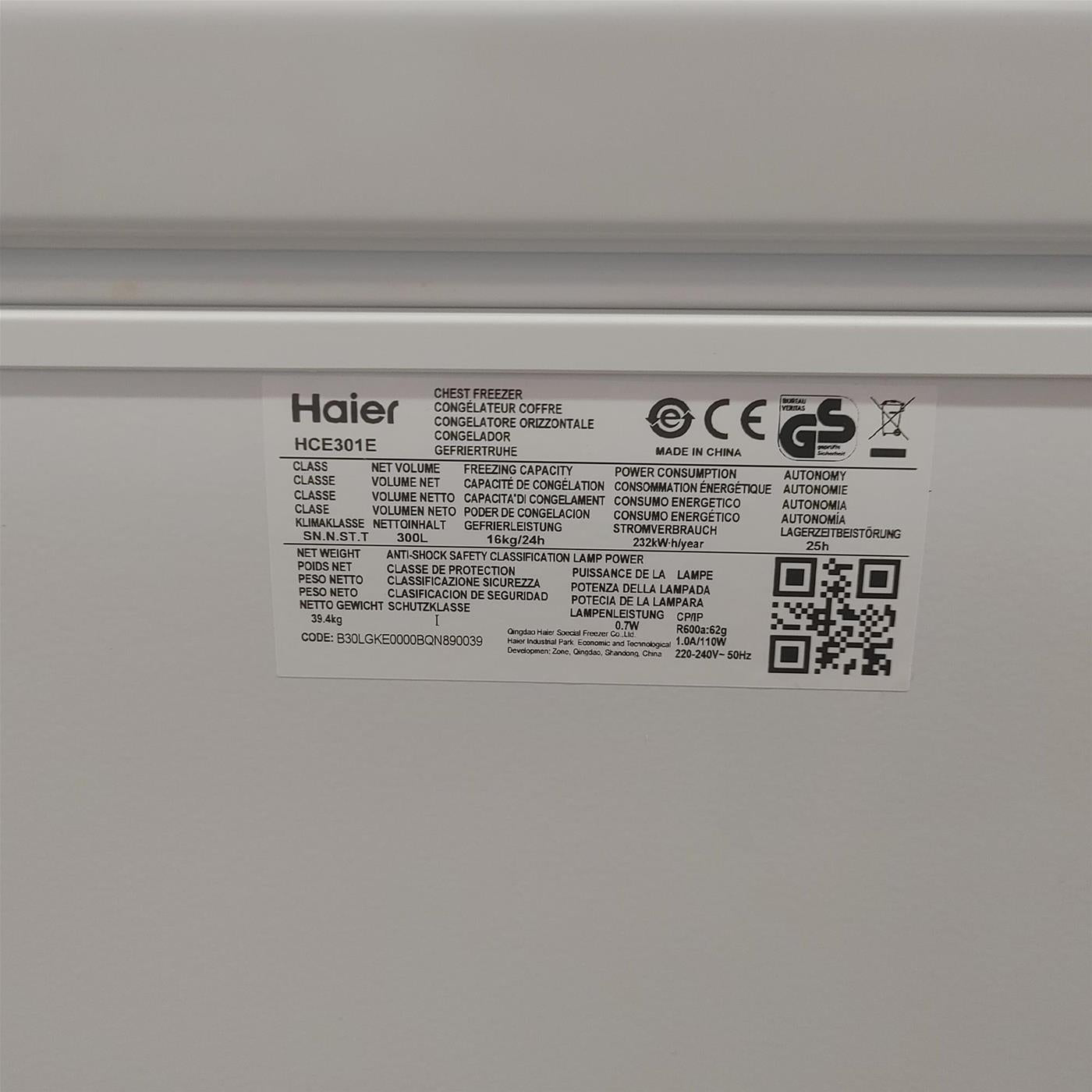 Congelatore a pozzo Haier HCE301E Libera installazione 300 L