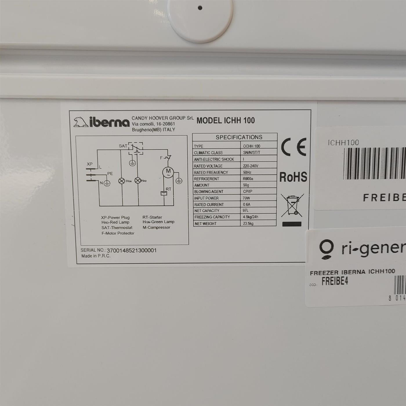 Iberna ICHH100 Congelatore orizzontale 97L