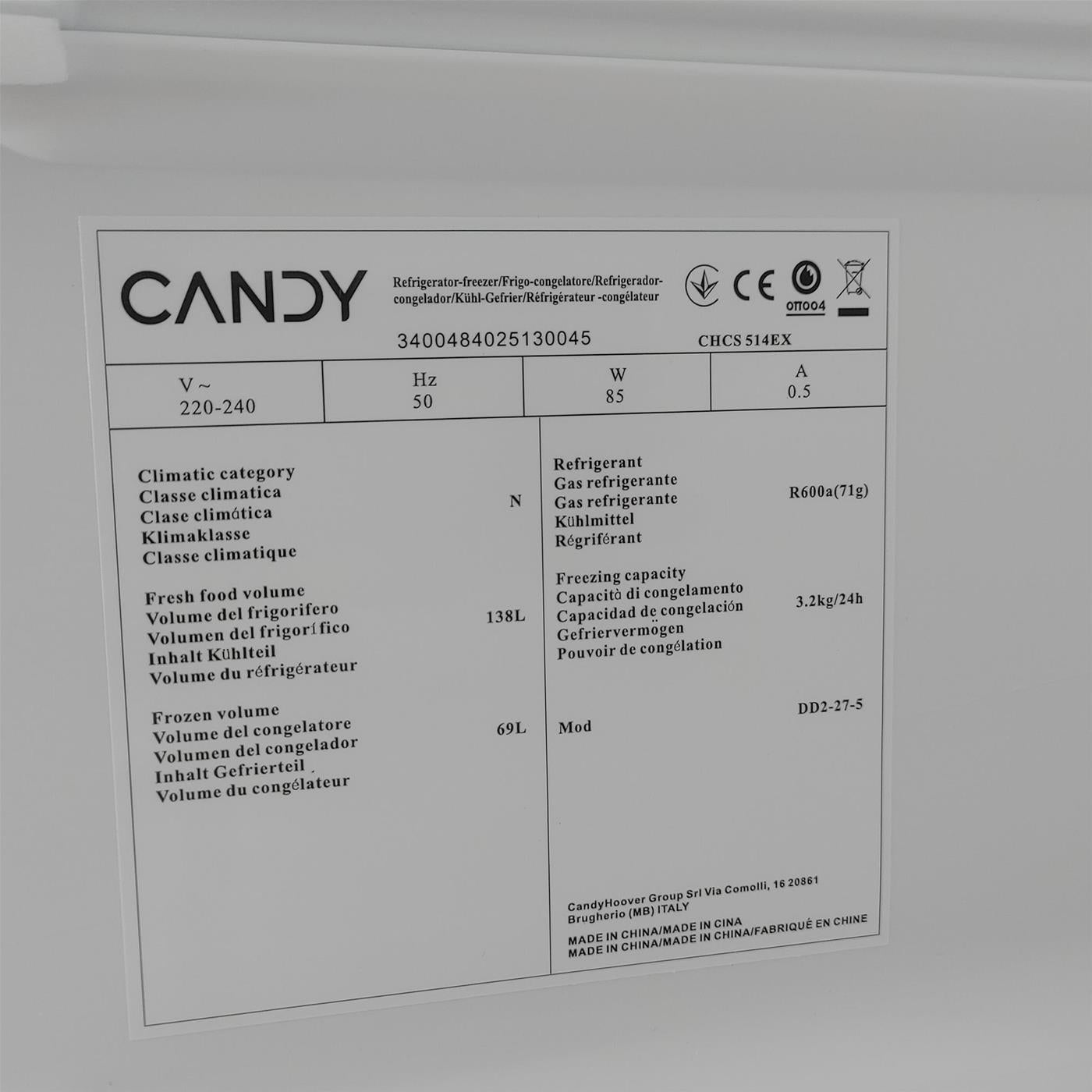 Frigorifero Candy CHCS 514EX 207 L