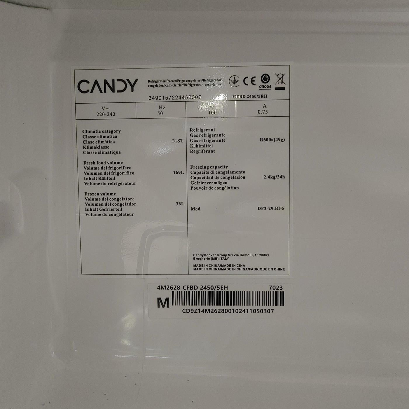 Frigorifero Candy CFBD 2450/2EH Da incasso 205 L