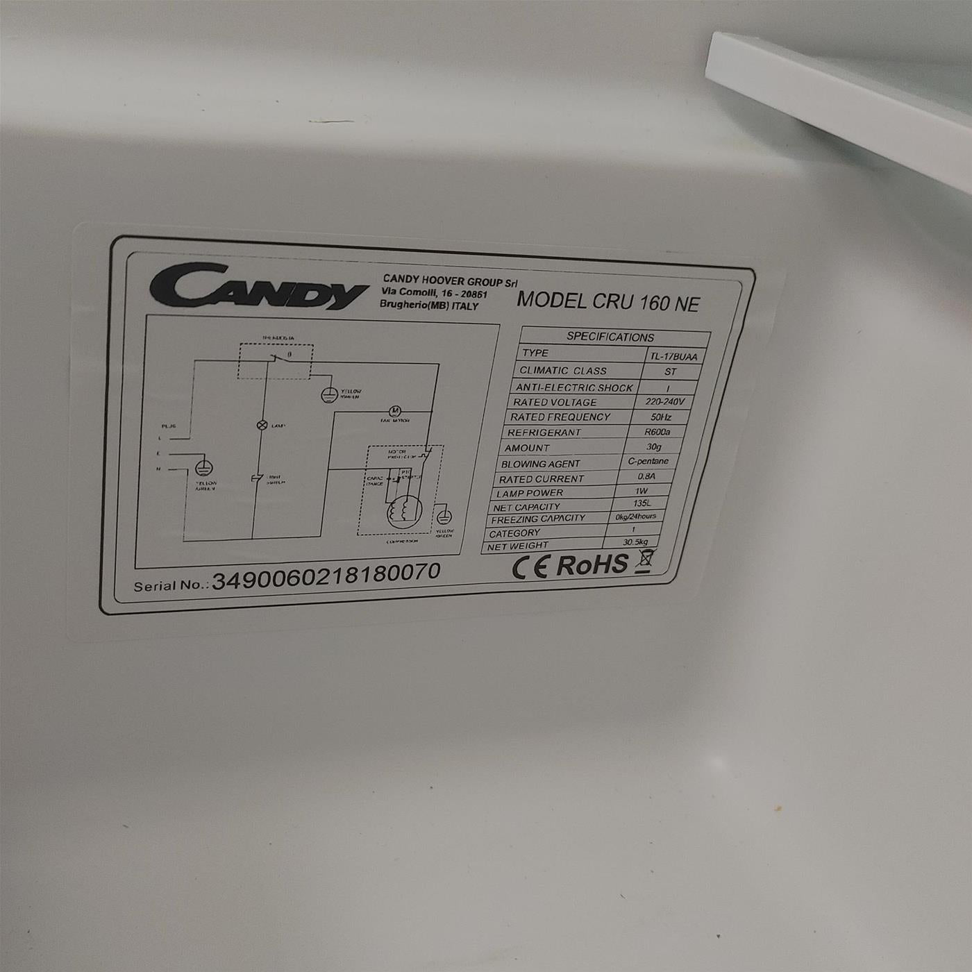 Frigorifero Candy LARDER CRU 135 L