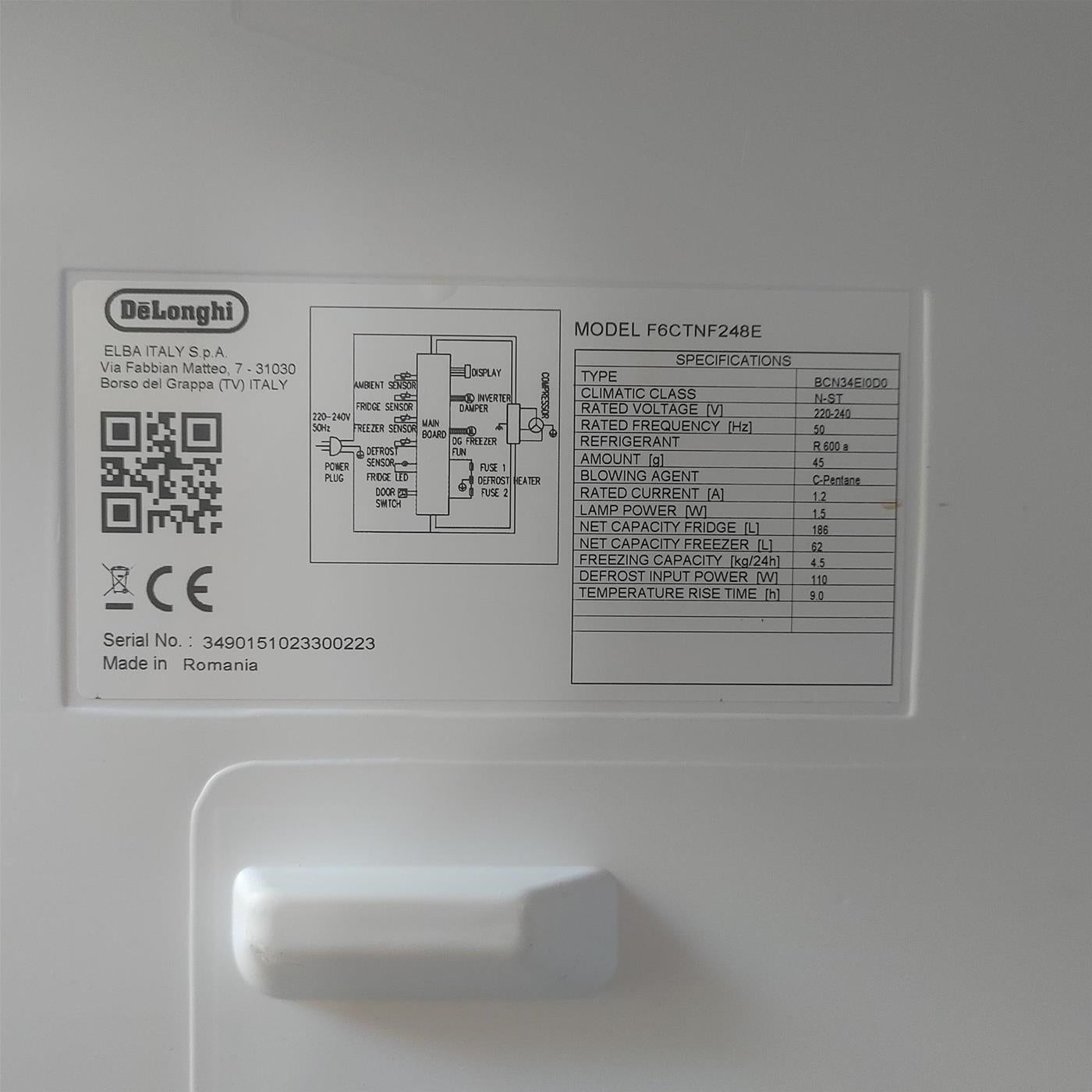 Frigorifero De Longhi F6CTNF248E da incasso 248 L
